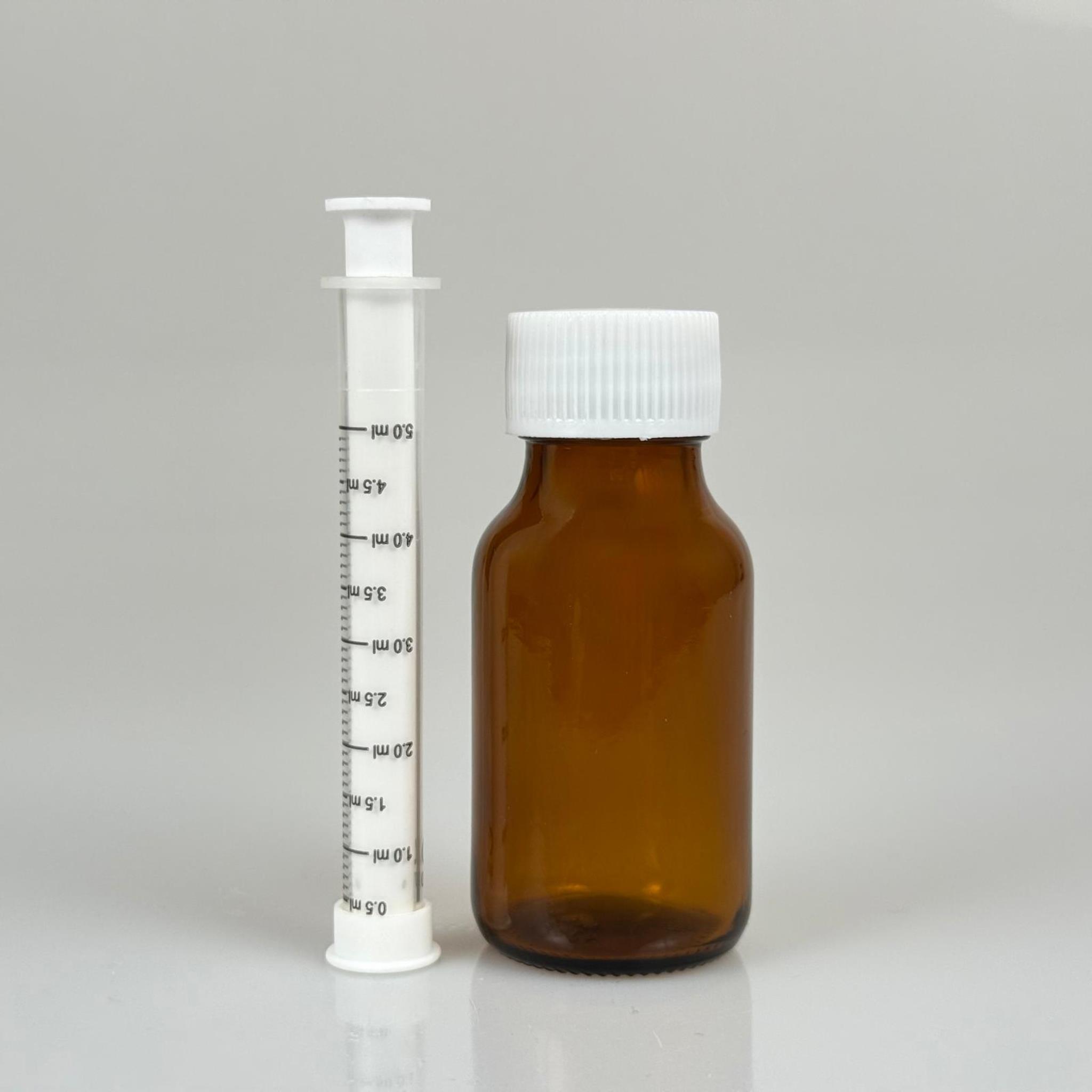 50 ML CAM ECZA ŞİŞESİ + 5 ML DOZAJ PİPETİ + DOZAJ TIPASI + CONTALI PLASTİK KAPAK TAKIM
