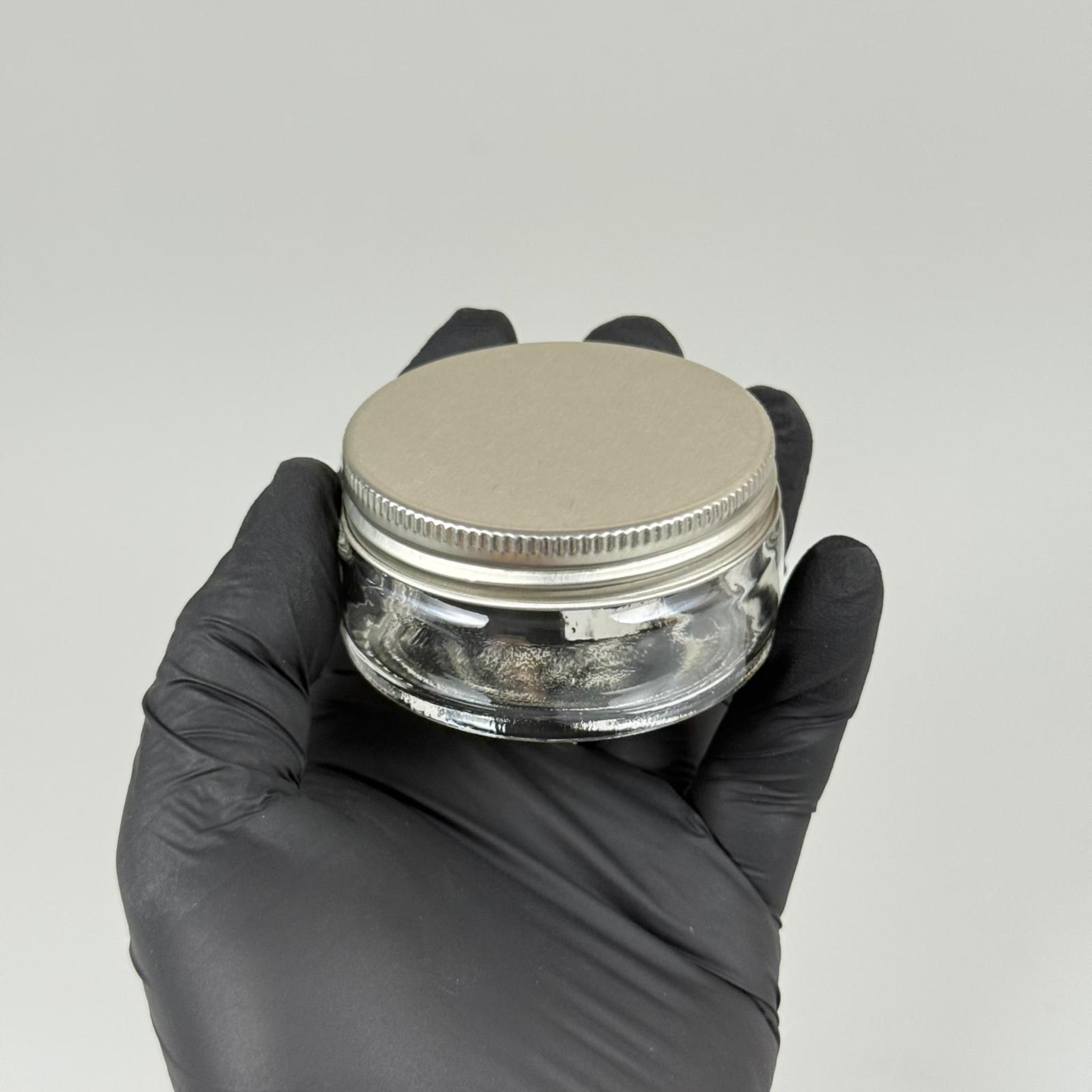 50 CC CAM KREM KAVANOZU - GÜMÜŞ METAL KAPAKLI - 50 ML CAM PAŞABAHÇE KREM KAVANOZU