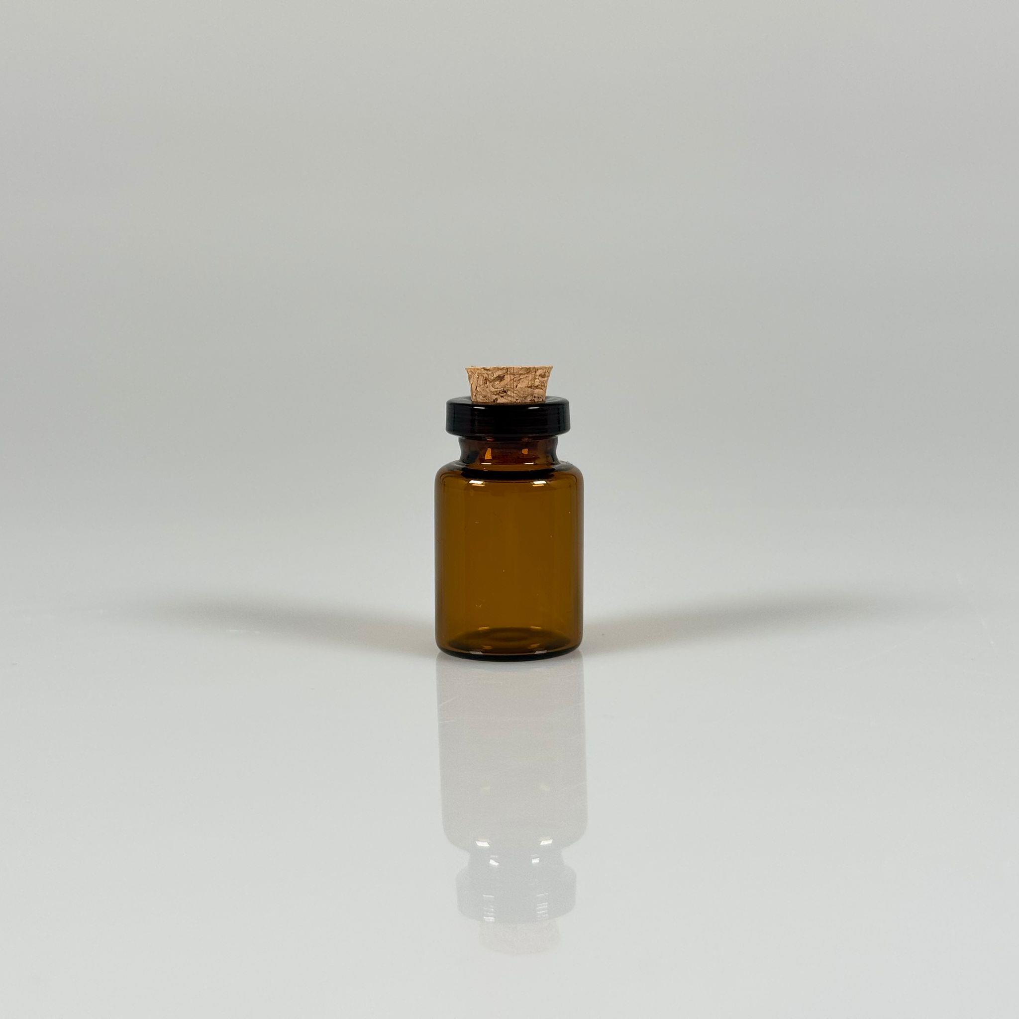 MİNİ CAM ŞİŞE MANTAR TIPALI 2 CC - anahtarlık, aksesuar. kolye, minyatür, mektup, tılsım vb için 2 ml amber küçük cam şişeler