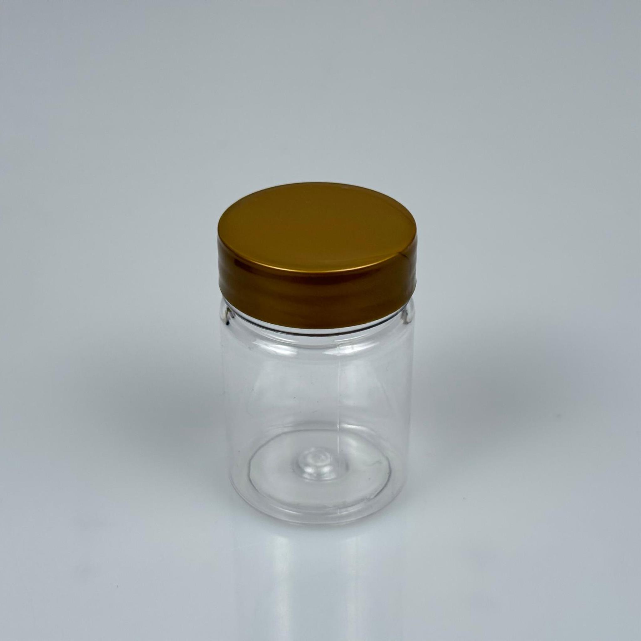 50 CC PET ŞİŞE GENİŞ AĞIZLI  - GOLD KAPAKLI  - 50 ML PLASTİK NUMUNE KAVANOZU, MİNİ TABLET KAVANOZU