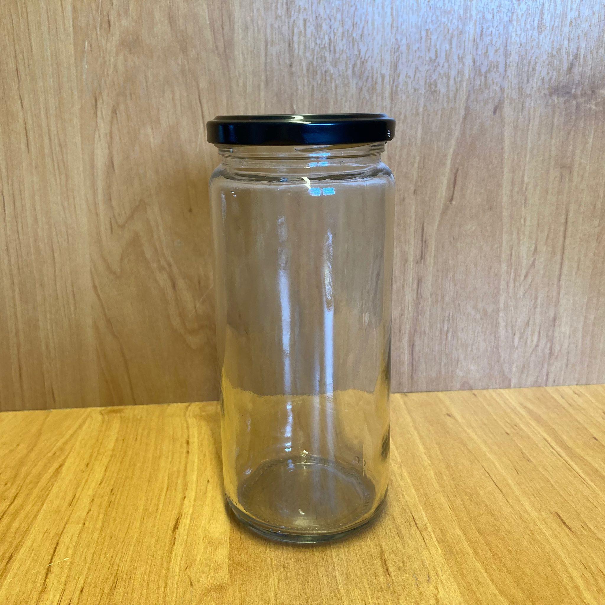 500 CC UZUN KAVANOZ - SİYAH METAL KAPAKLI - 500 ML BORU TİP CAM KAVANOZ