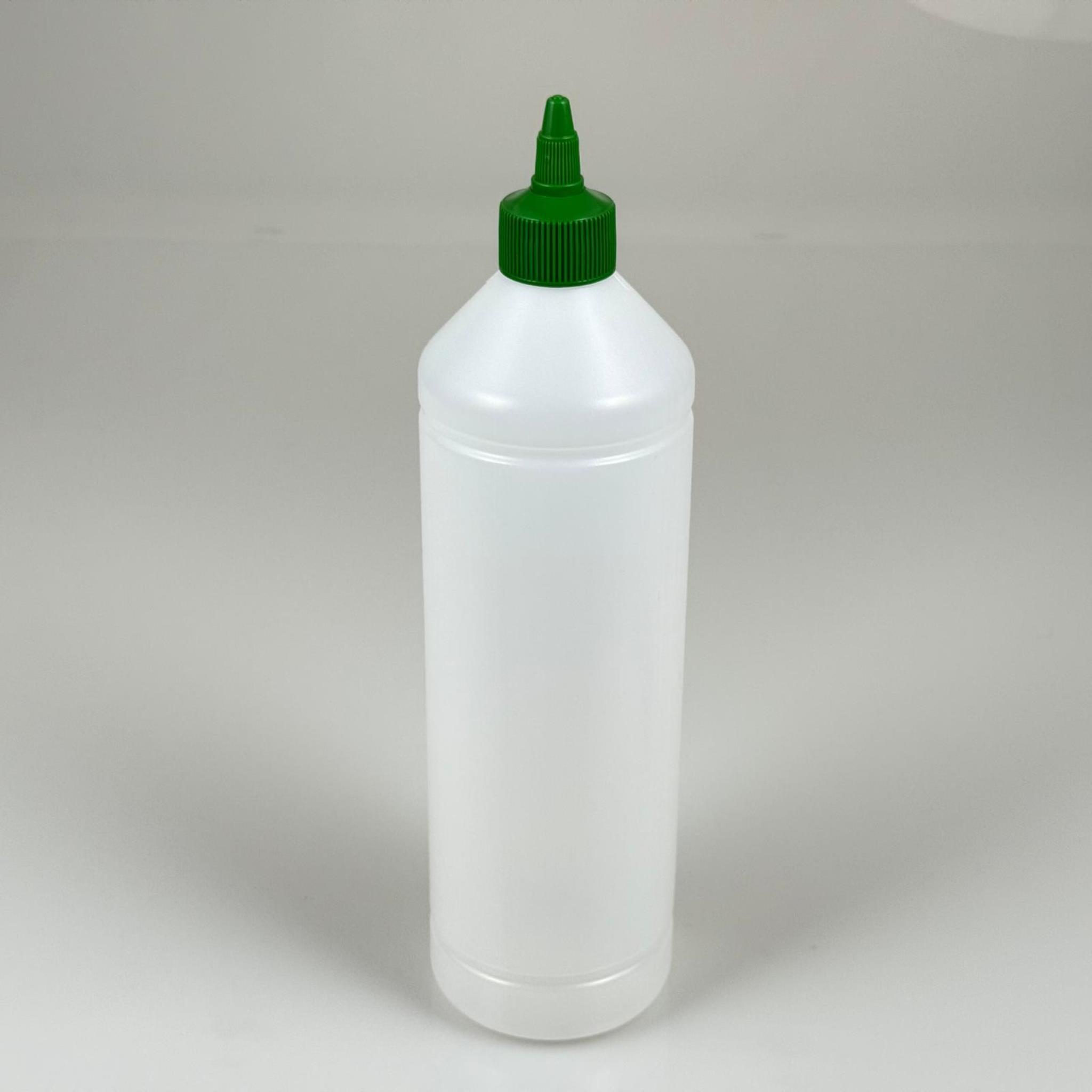 ZEYTİNYAĞI, SOS, ACI SOS, SİRKE, SRIRACHA VB BOŞ ŞİŞELERİ - YEŞİL SİVRİ TWİST AKITICI KAPAK + 1000 ML NATÜREL POLİETİLEN UZUN PLASTİK ŞİŞE TAKIM