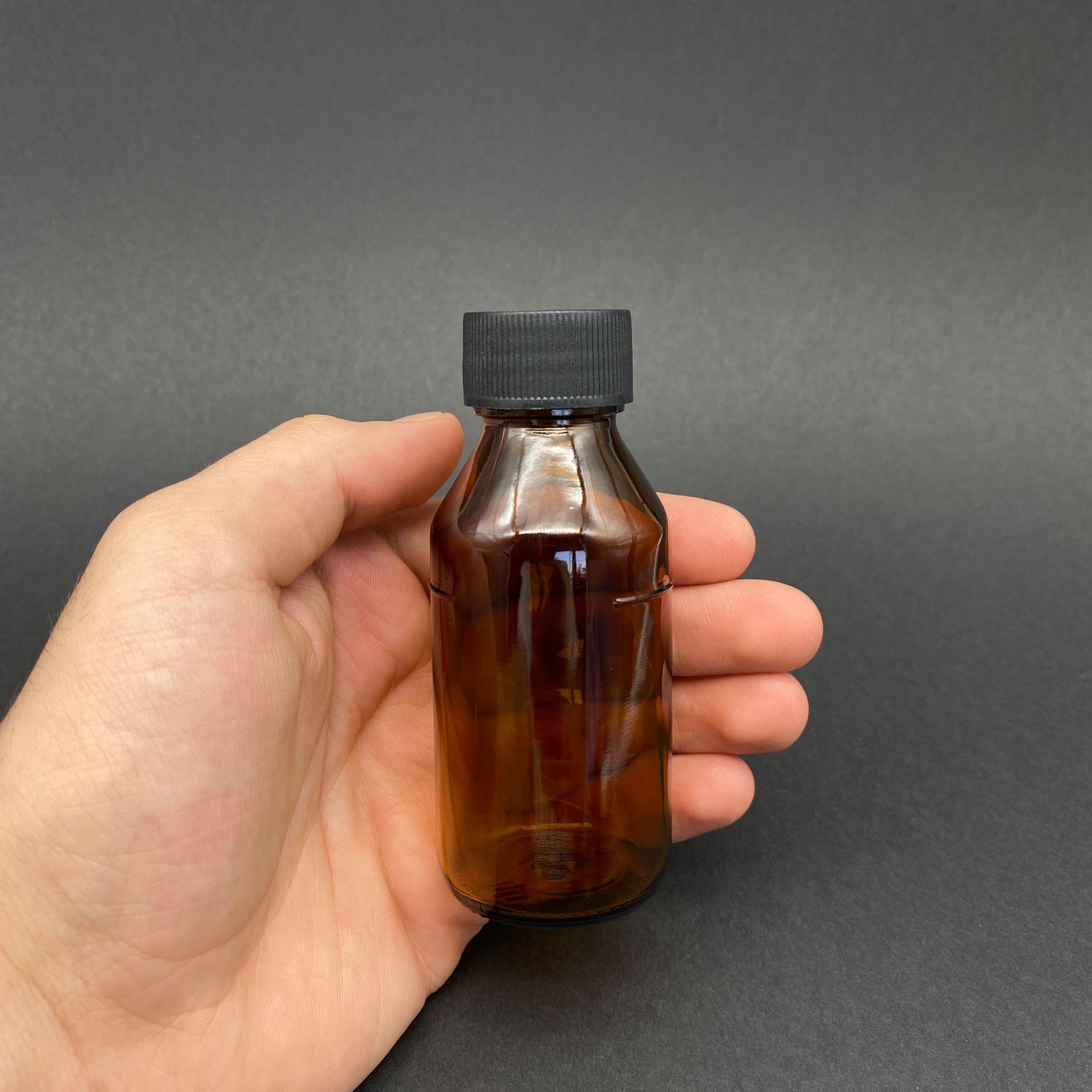 60 CC AMBER CAM ŞİŞE - SİYAH PLASTİK KAPAKLI - 60 ML KAHVERENGİ BOŞ ŞURUP ŞİŞESİ (AĞIZ ÇAPI 25 MM)
