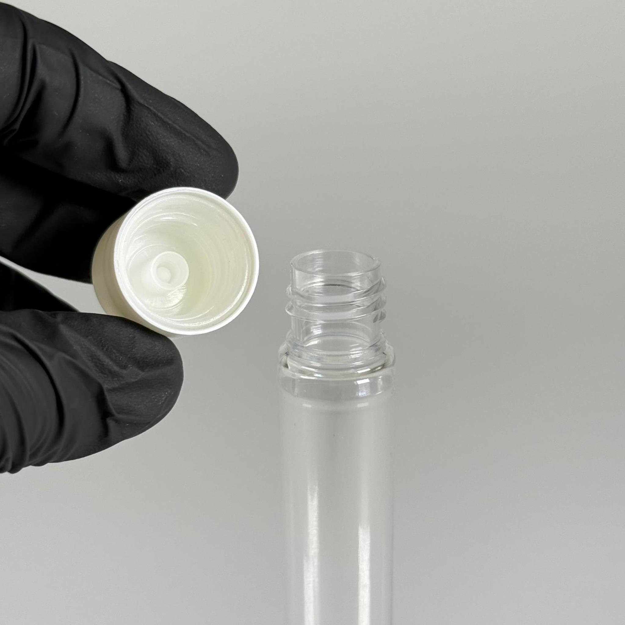 16 CM TÜP - 45 CC UZUN İNCE PET ŞİŞE - BEYAZ ÇOCUK KİLİTLİ ETEKLİ KAPAKLI TAKIM - UZUN PLASTİK ŞİŞE