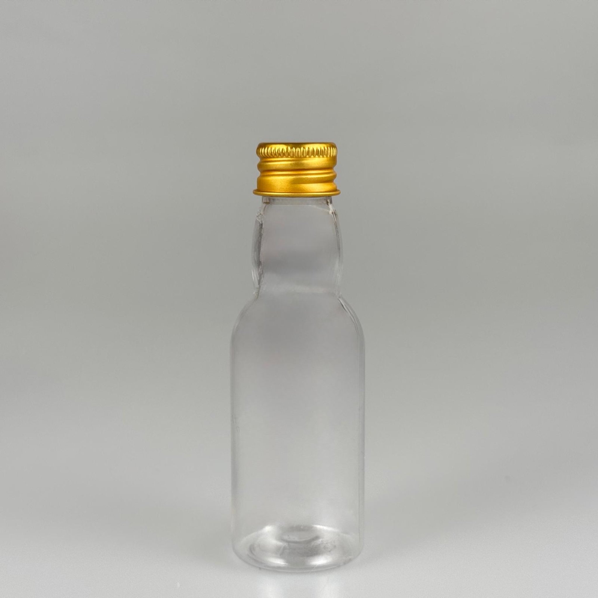 40 CC ŞEFFAF UZUN BOĞAZLI PET ŞİŞE + KÖPÜK CONTALI GOLD ALÜMİNYUM METAL KAPAKLI TAKIM - 40 ML BOĞAZLI PET ŞİŞE