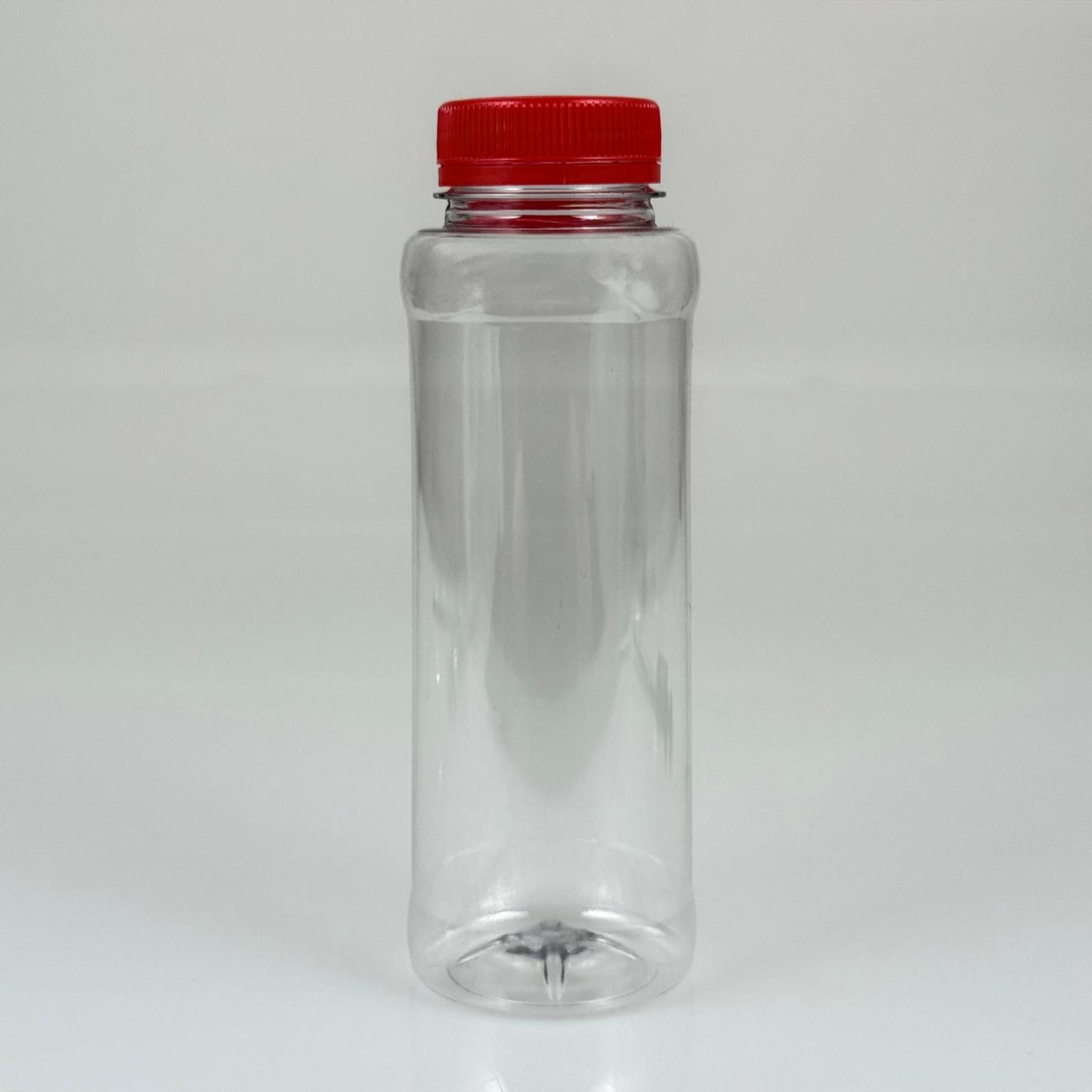 330 CC DÜZ GENİŞ AĞIZLI PET ŞİŞE - KİLİTLİ KIRMIZI KAPAKLI - 330 ML DETOKS MEYVE SUYU ŞİŞESİ