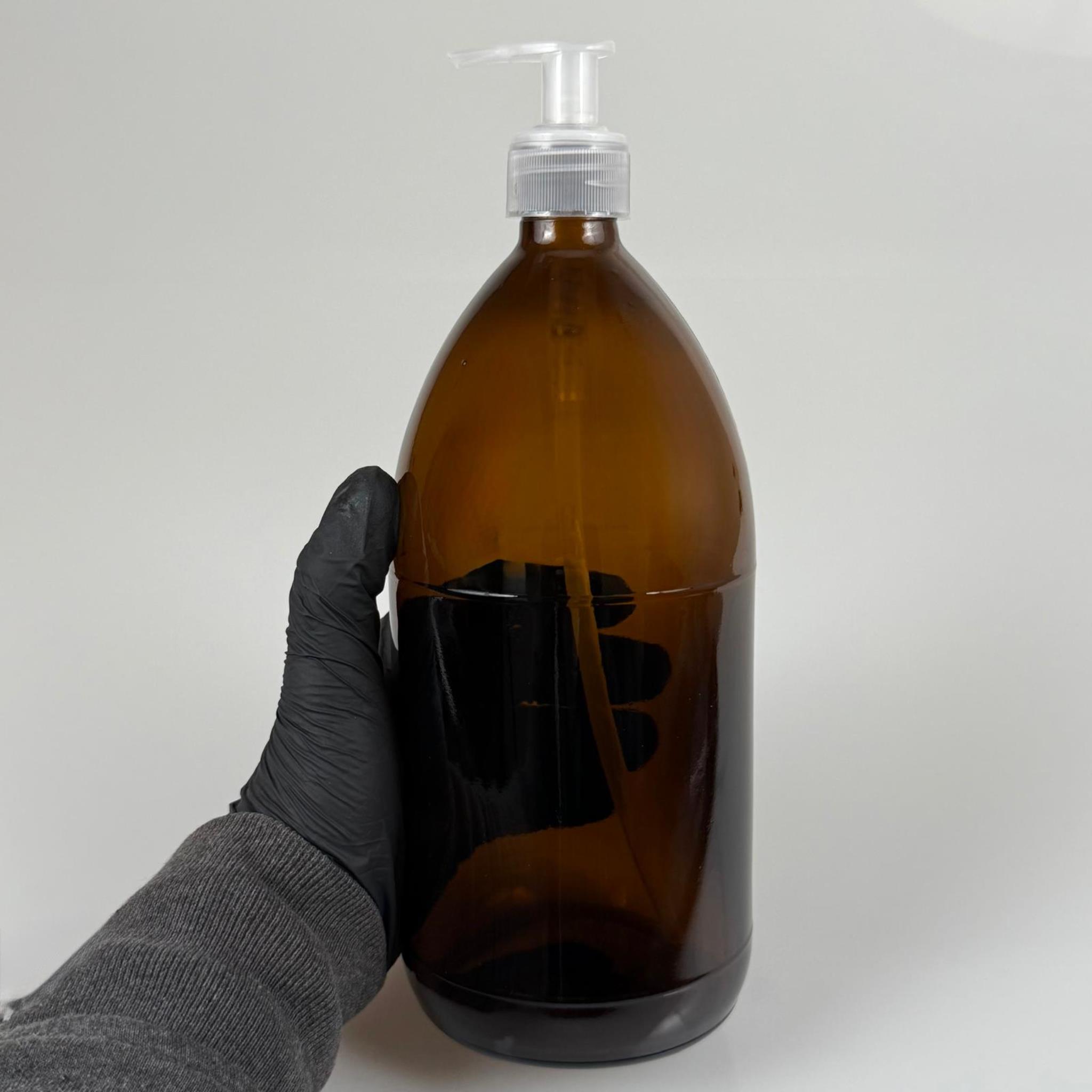 1000 CC AMBER TOMBUL ÖZEL SERİ CAM ŞİŞE - ŞEFFAF POMPALI - 1000 ML CAM ECZA ŞİŞESİ - KAHVERENGİ