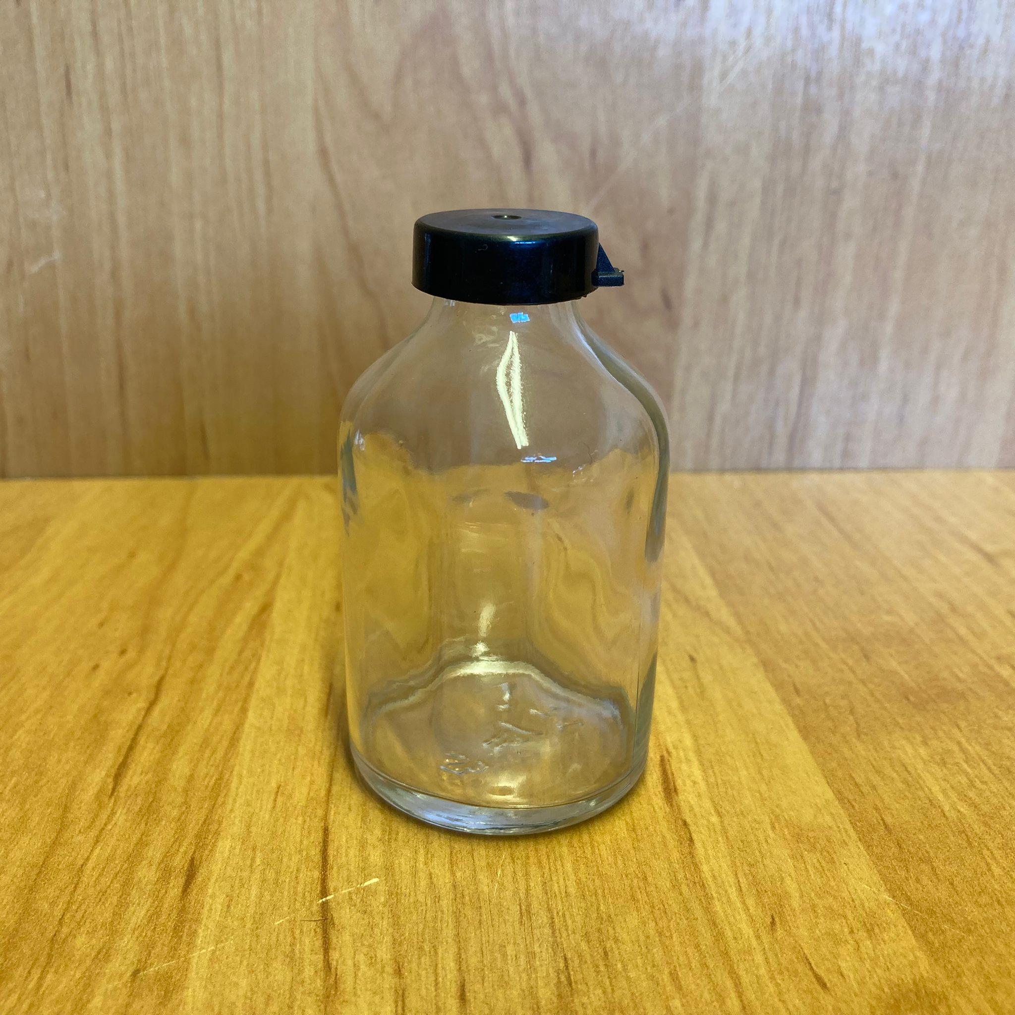 50 CC FLAKON PENİSİLİN ŞİŞESİ - SİYAH KAPAKLI - 50 ML KAPAKLI CAM ŞİŞE - SIZDIRMAZ - ELLE KAPANIR