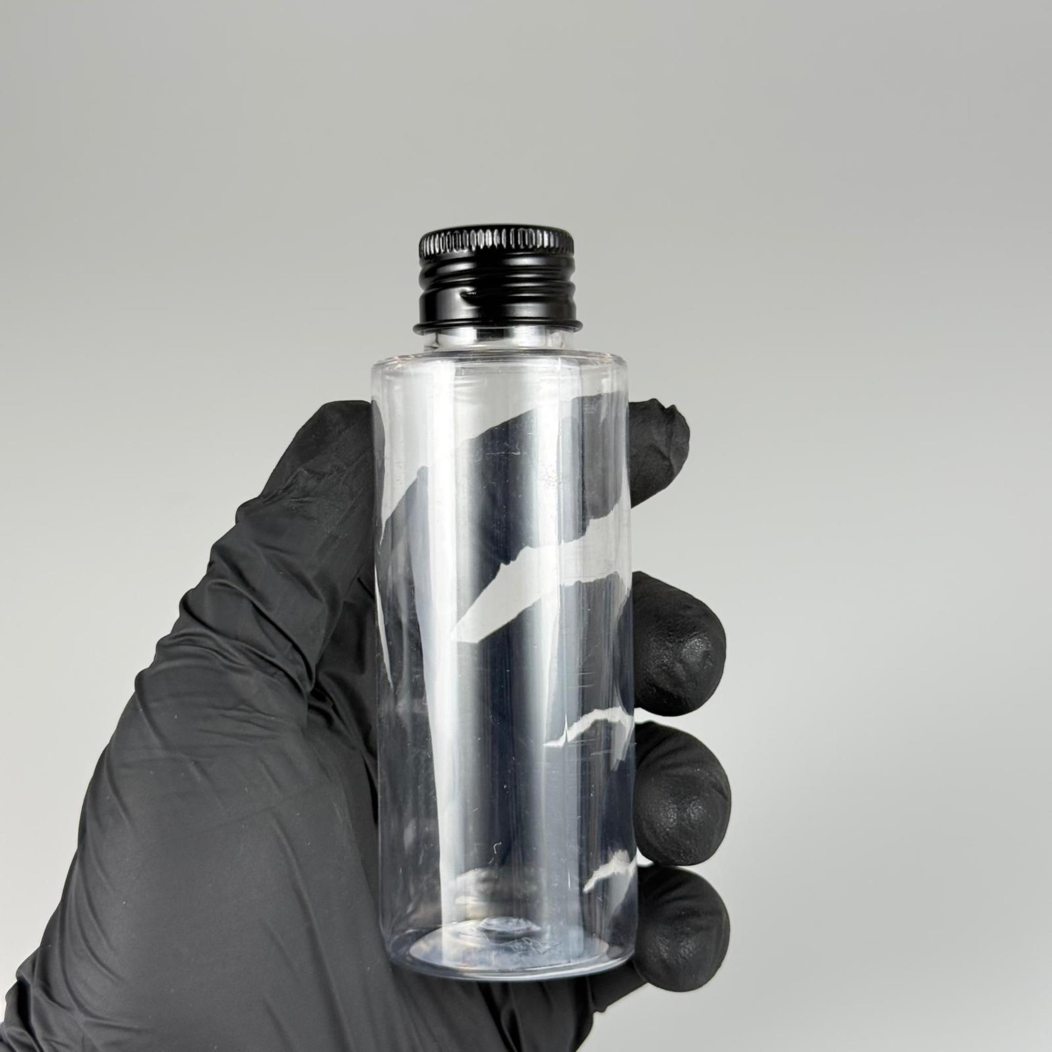 100 CC SİLİNDİR KESKİN KÜT MODEL SERT (17 GR) PET ŞİŞE 24 AĞIZ + KÖPÜK CONTALI SİYAH METAL ALÜMİNYUM KAPAK TAKIM - 100 ML KAPAKLI PLASTİK ŞİŞELER