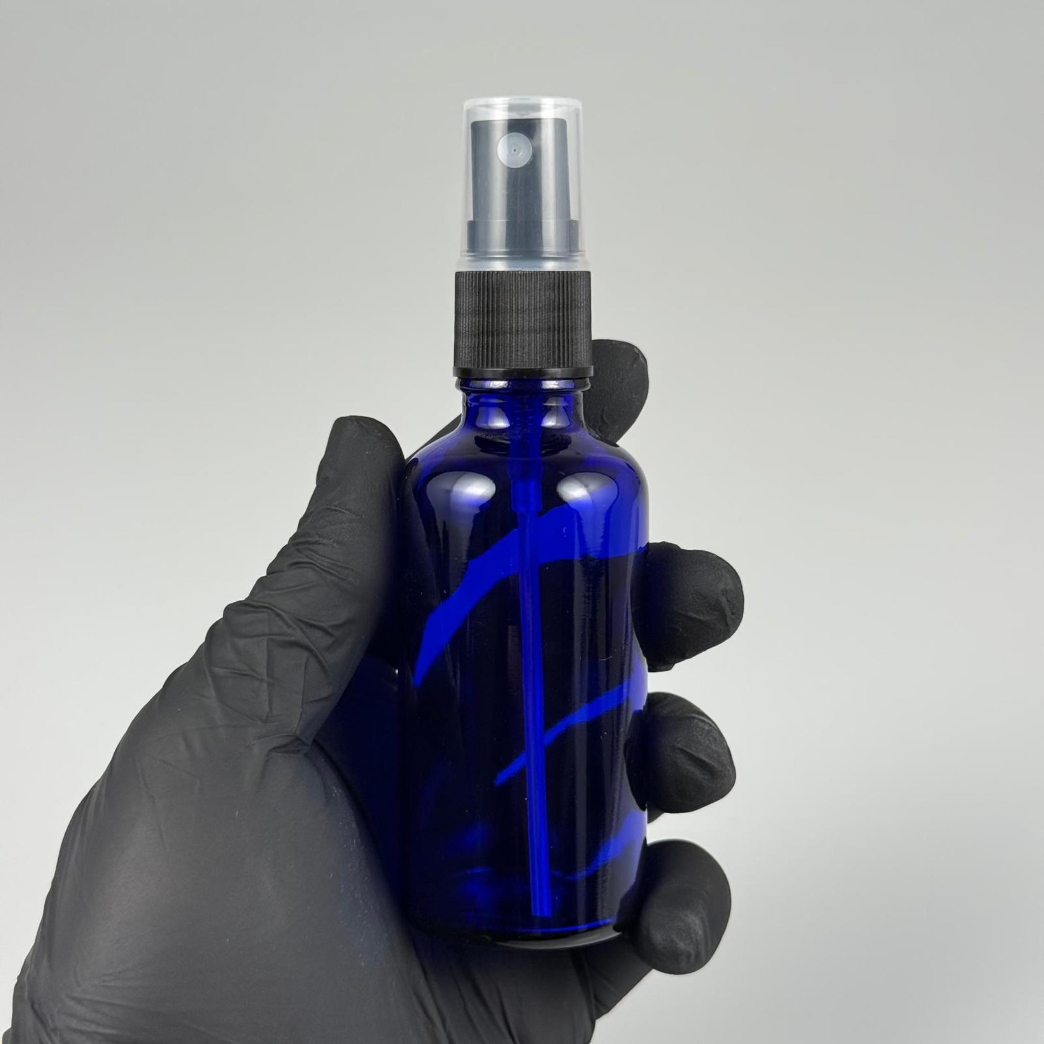 50 CC MAVİ CAM ŞİŞE - SİYAH SPREYLİ TAKIM - 50 ML SİYAH SPREYLİ MAVİ CAM ŞİŞE