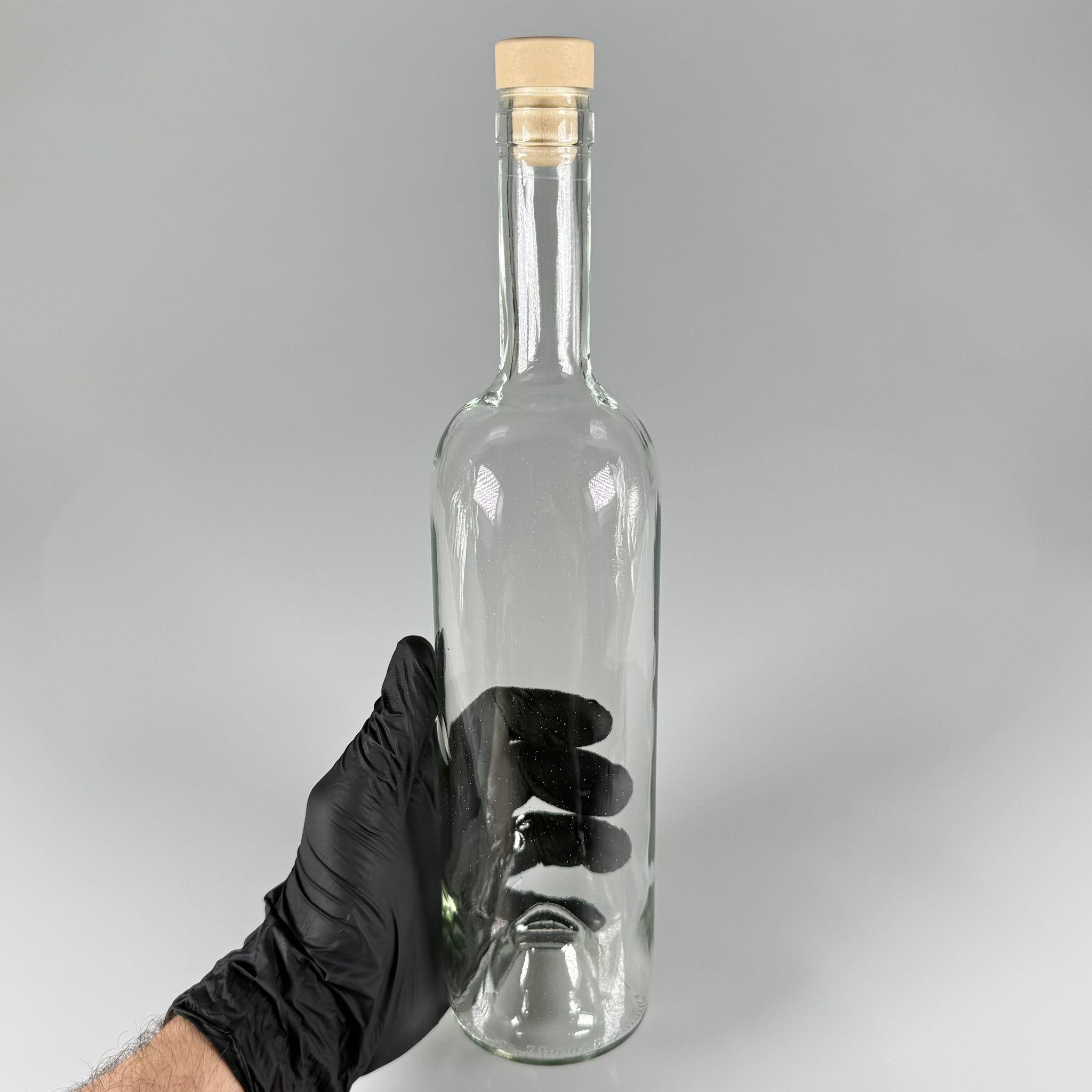 750 CC YAĞDANLIK ŞEFFAF CAM ŞİŞE + AHŞAP GÖRÜNÜMLÜ SENTETİK MANTAR TIPA - 750  ML TIPALI CAM ŞİŞE