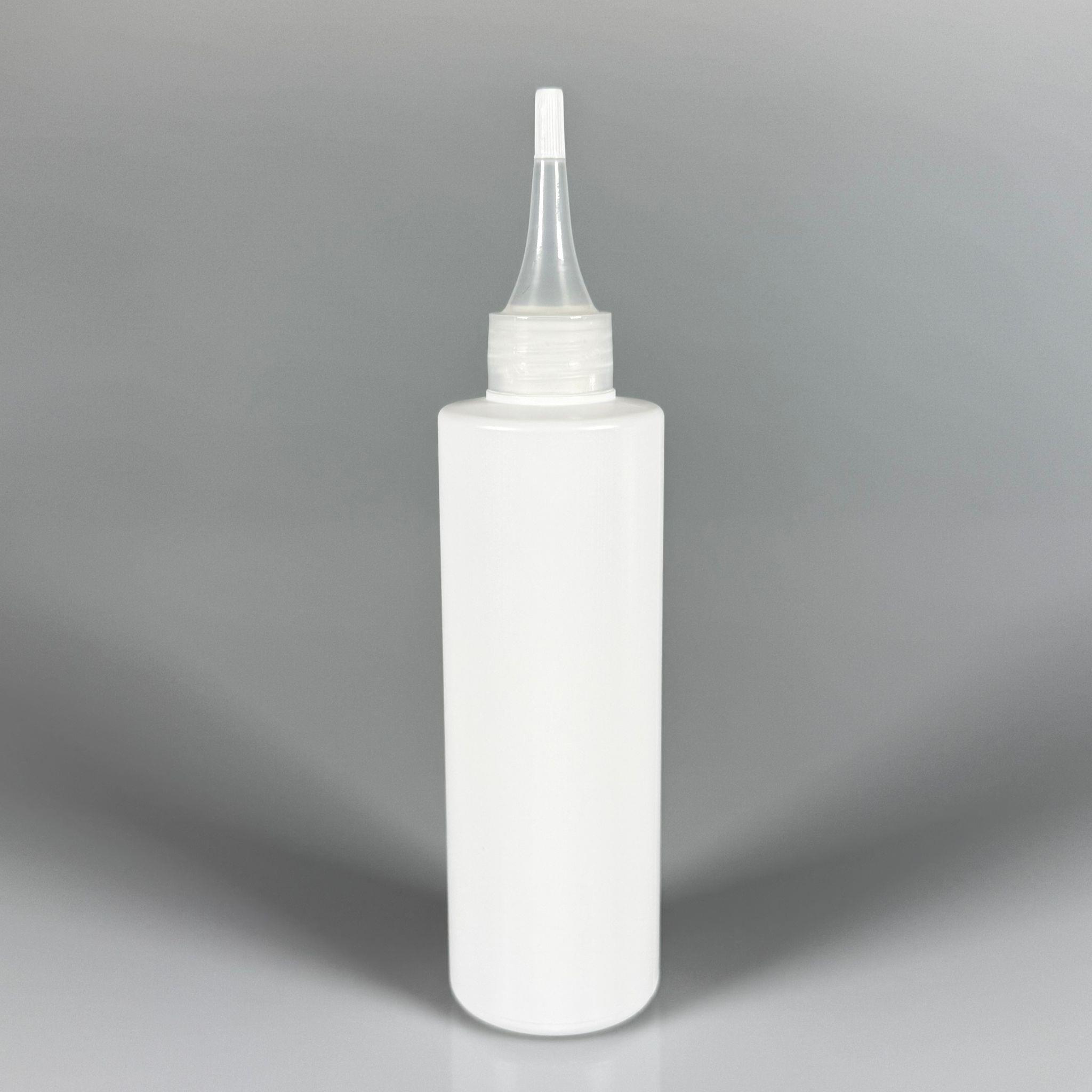 200 CC (SİLME 250 CC) BEYAZ SİLİNDİR MODEL MAT SERT POLİETİLEN ŞİŞE - ŞEFFAF AKITICI SİVRİ KAPAKLI - 200 ML BEYAZ PLASTİK ŞİŞE