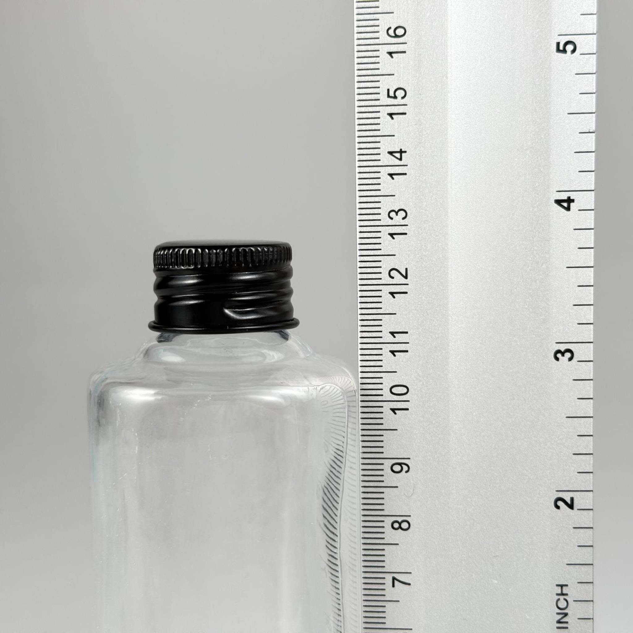 100 CC ŞEFFAF OVAL CAM ŞİŞE (24 AĞIZ) + KÖPÜK CONTALI SİYAH METAL ALÜMİNYUM KAPAK - 100 ML OVAL CAM ŞİŞE