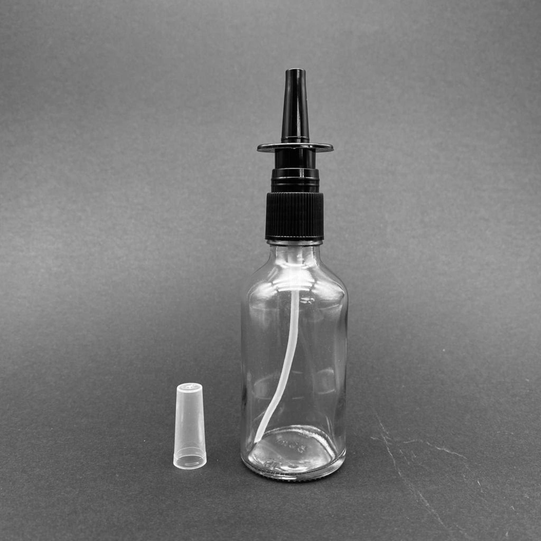 50 CC CAM ŞİŞE - SİYAH NAZAL BURUN SPREYLİ TAKIM - 50 ML BURUN SPREYLİ CAM ŞİŞE