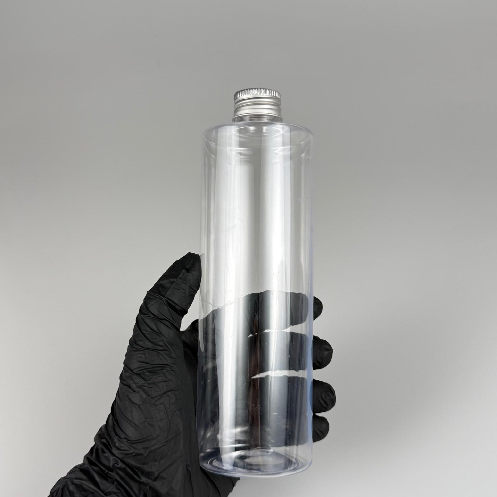 400 CC ŞEFFAF KÜT BOYUNLU SİLİNDİR PET ŞİŞE (30 GR - 24 AĞIZ ) + KÖPÜK CONTALI GÜMÜŞ METAL ALÜMİNYUM KAPAKLI TAKIM - 400 ML KAPAKLI ŞEFFAF PLASTİK ŞİŞELER