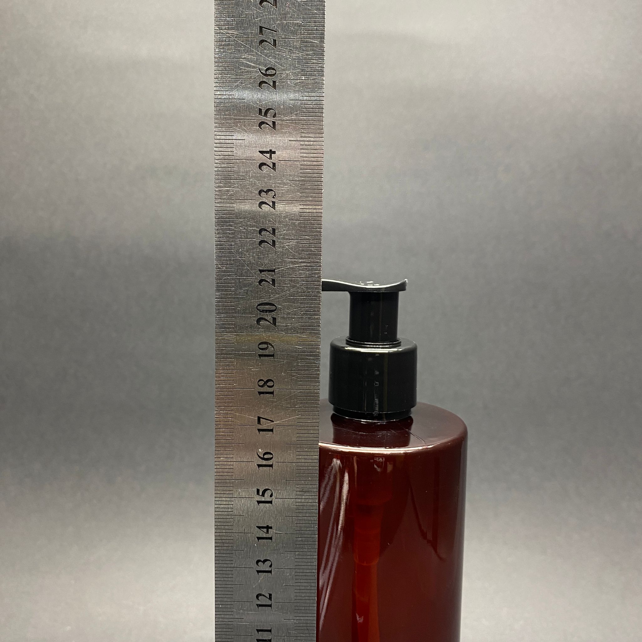 400 CC KÜT BOYUNLU SİLİNDİR PET ŞİŞE (30 GR) - SİYAH SIVI SABUN POMPALI - 400 ML PLASTİK ŞİŞE - AMBER