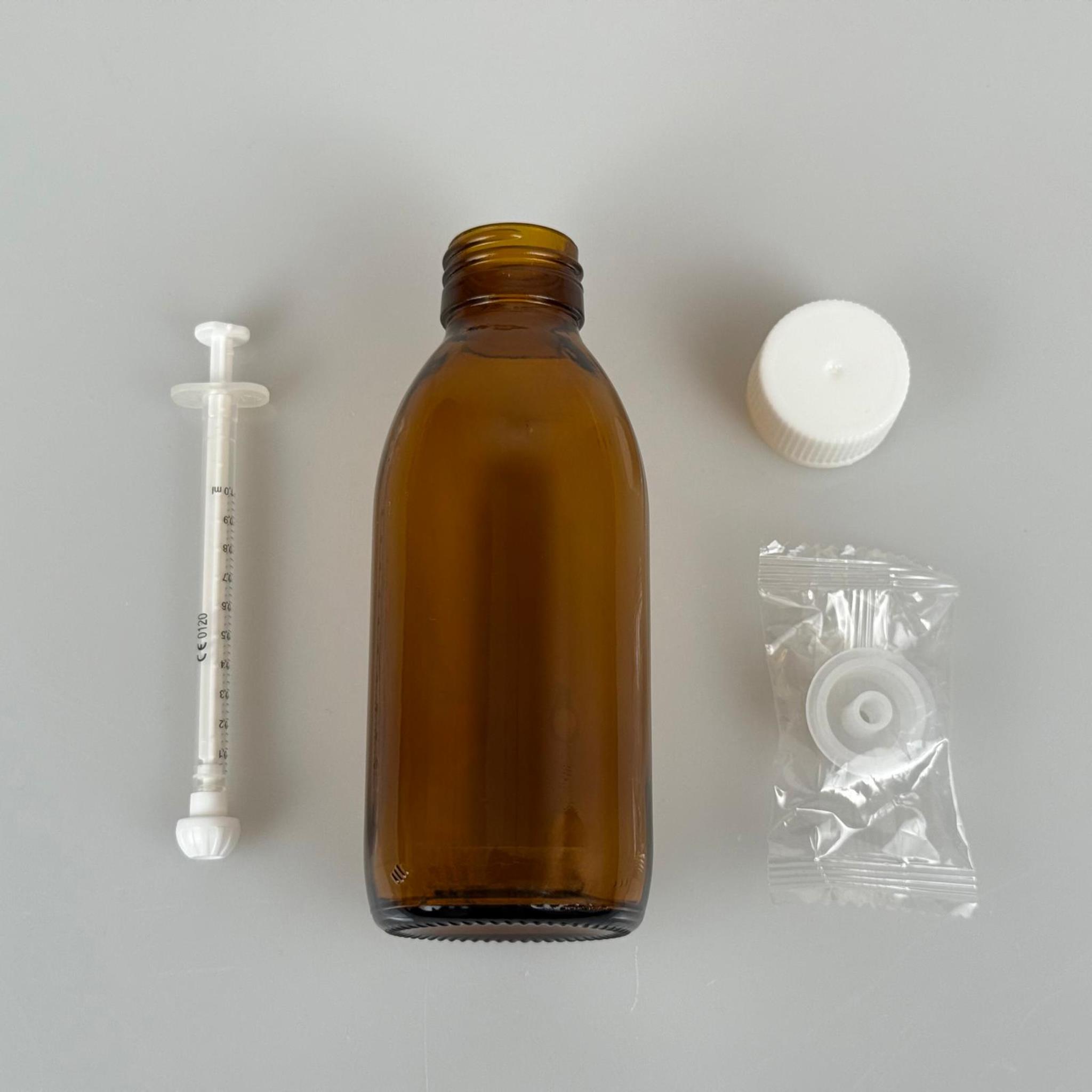 160 ML CAM ECZA ŞİŞESİ + 1 ML DOZAJ PİPETİ + DOZAJ TIPASI + CONTALI PLASTİK KAPAK TAKIM