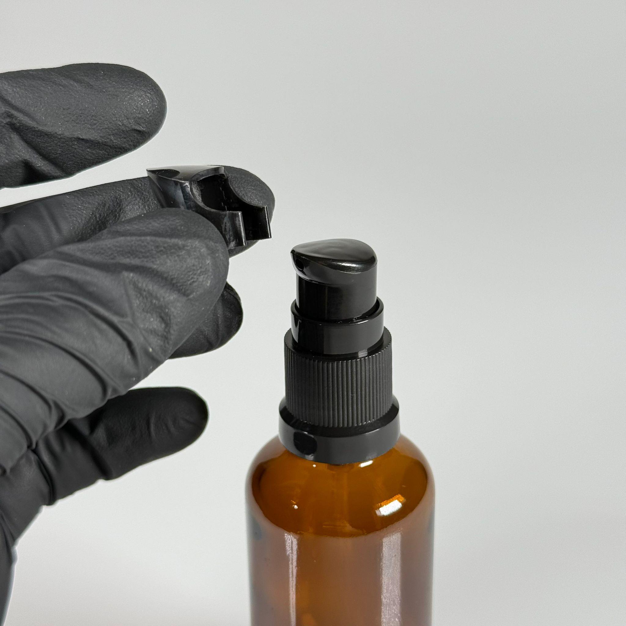 50 CC AMBER CAM ŞİŞE - SIZDIRMAZ ETEKLİ SİYAH LOSYON POMPALI TAKIM - 50 ML LOSYON ŞİŞESİ - YAĞ, KREM GİBİ YOĞUN KIVAMLI SIVILAR İÇİN CAM AMBALAJ