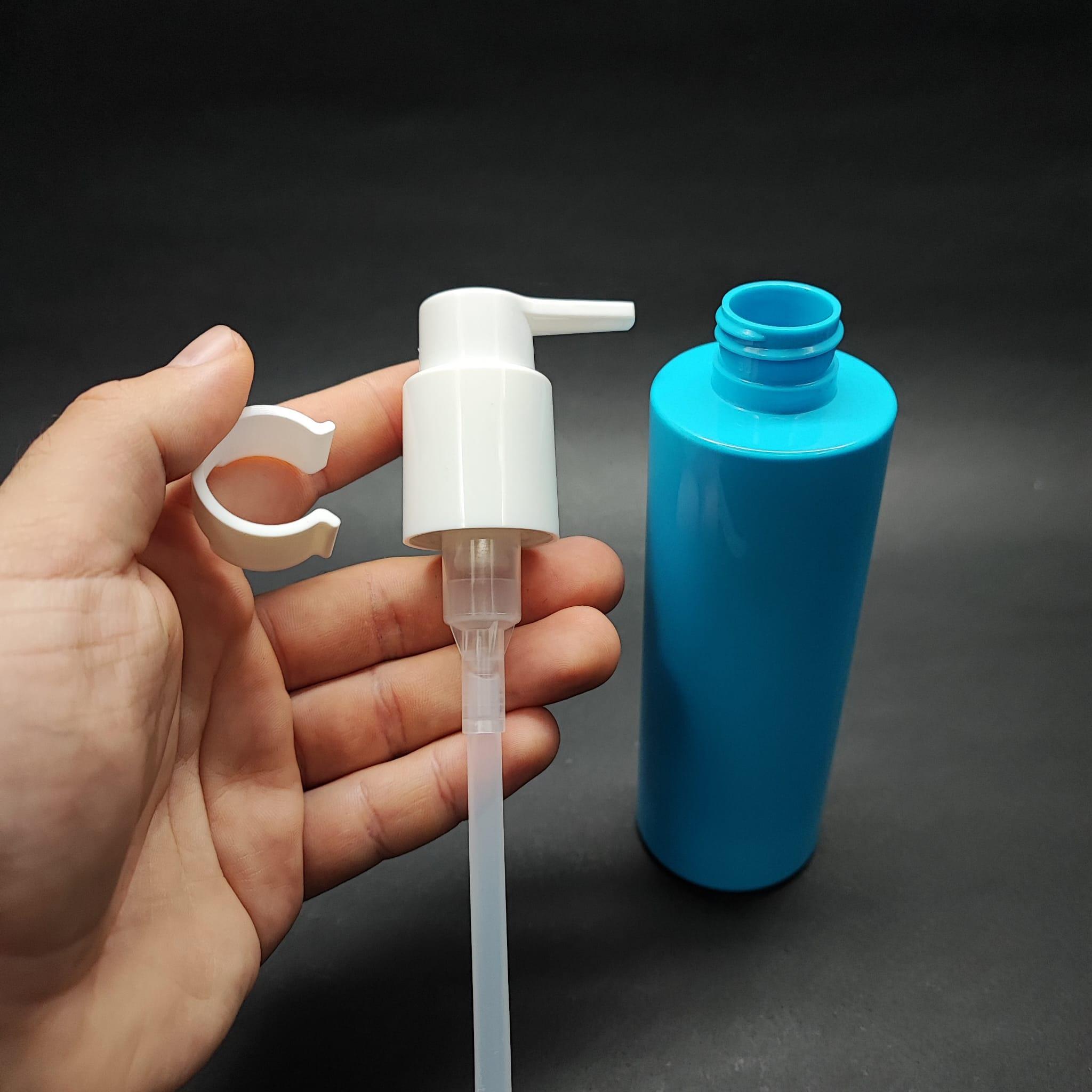 200 CC KÜT BOYUNLU UZUN SİLİNDİR PET ŞİŞE (24 GR) - BEYAZ XAVIER LOSYON POMPALI - 200 ML PLASTİK ŞİŞE - MAVİ