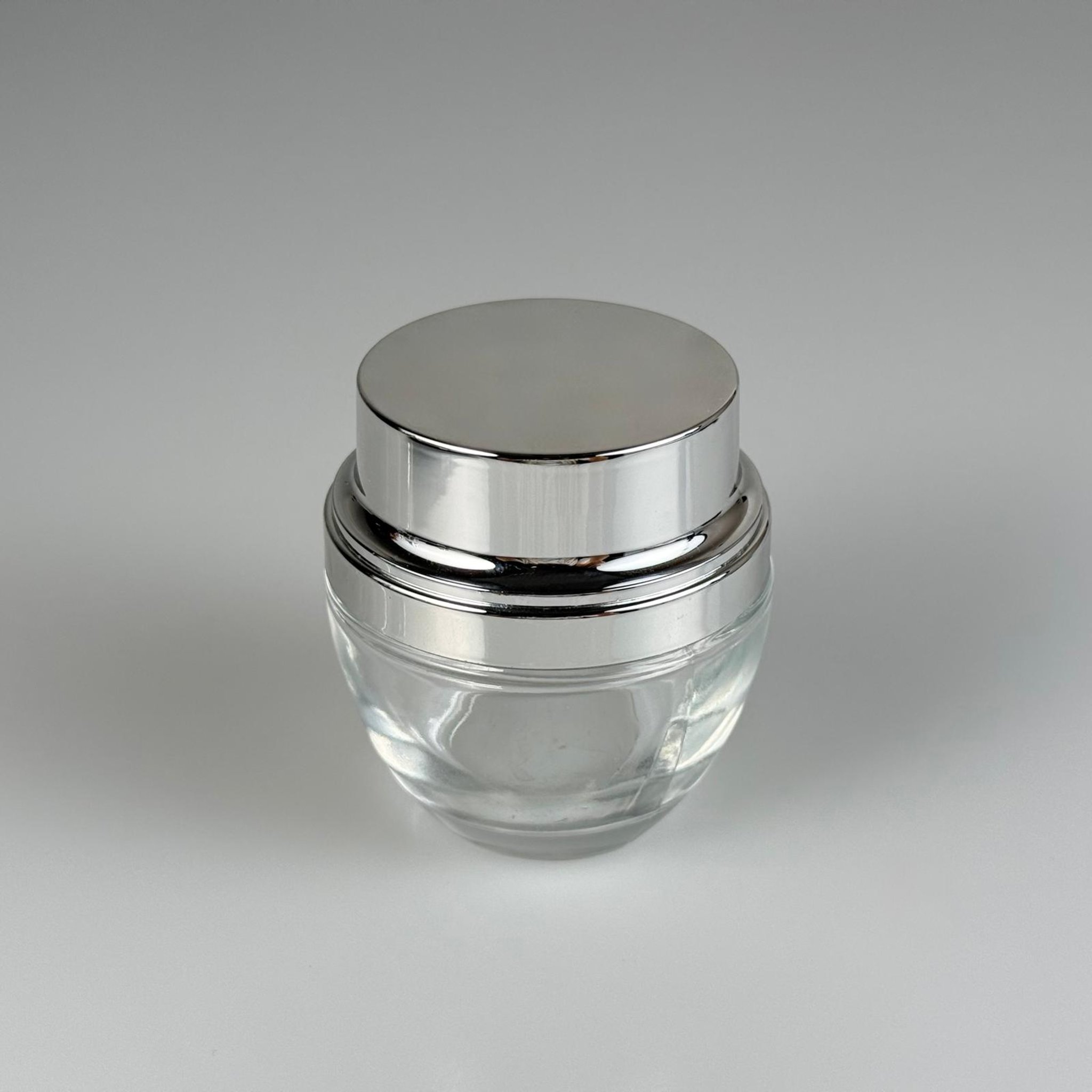 50 ML ROMA KAVANOZ - GÜMÜŞ METAL KAPAKLI TIPALI BOŞ LÜX TAKIM KREM KAVANOZU