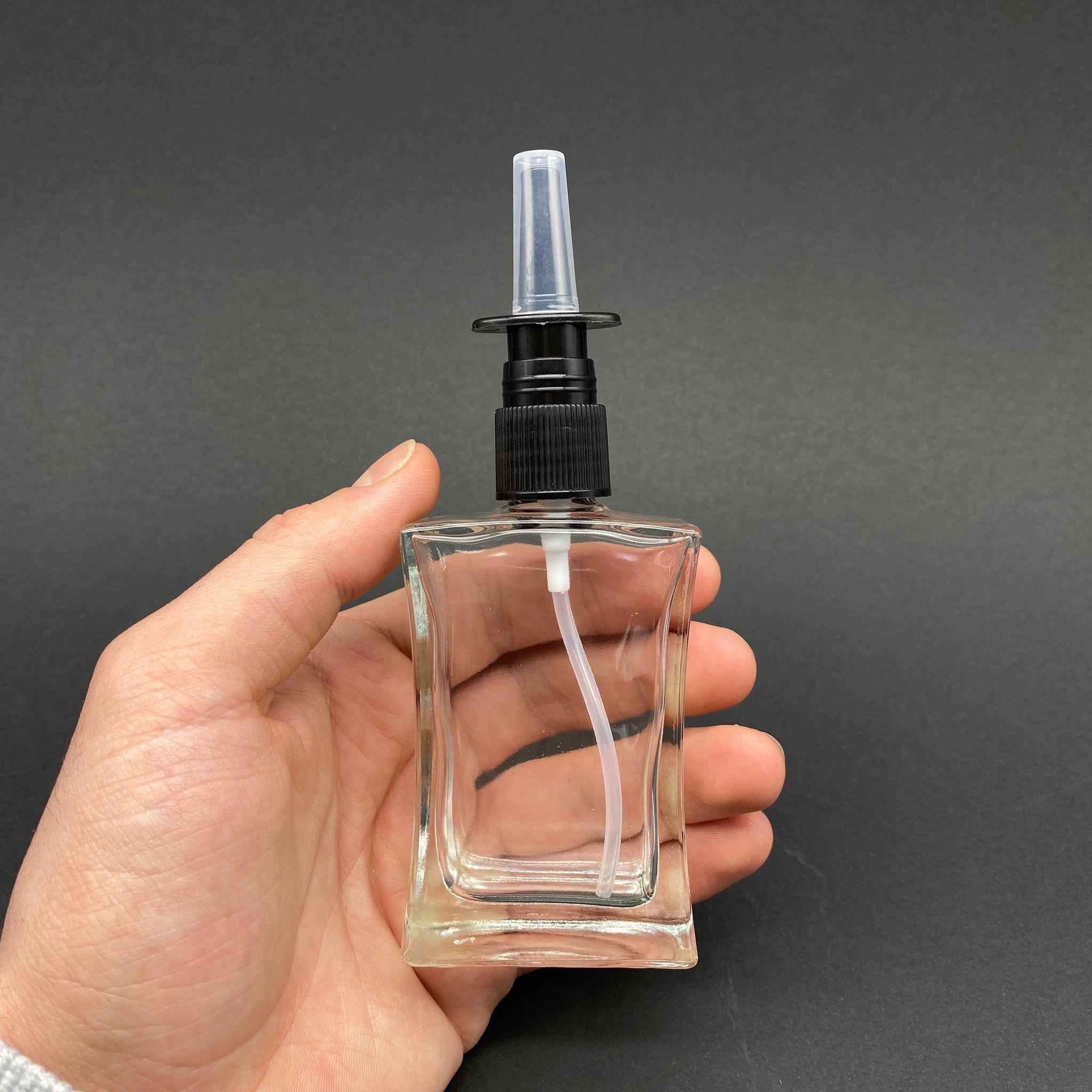 50 CC KÖŞELİ CAM ŞİŞE - SİYAH NAZAL BURUN SPREYLİ TAKIM - 50 ML BURUN SPREYLİ CAM ŞİŞE - 1. KALİTE İTHAL CAM