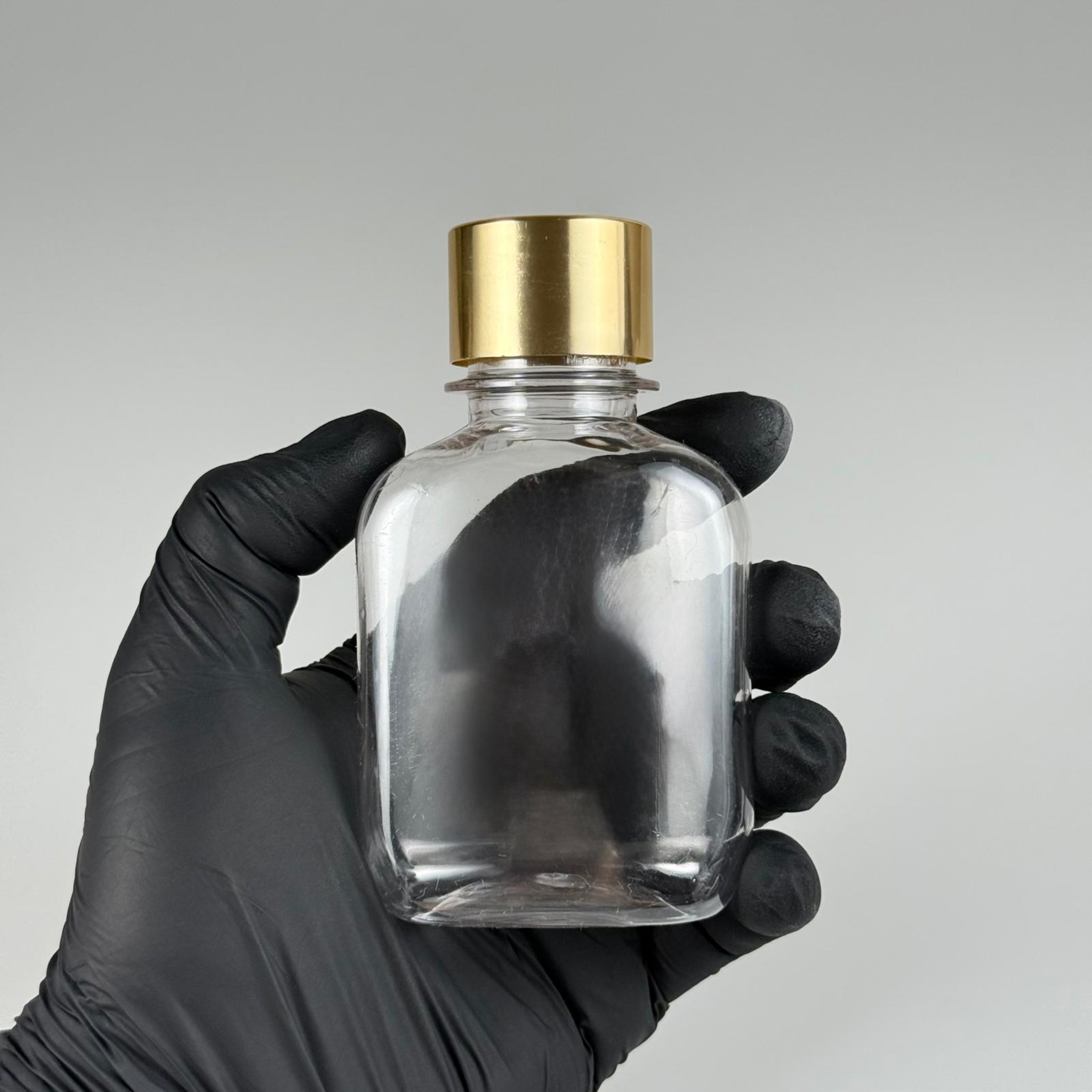 100 CC YASSI PET ŞİŞE + ALÜMİNYUM KAPLAMALI GOLD KAPAKLI TAKIM - 100 ML PET ŞİŞE