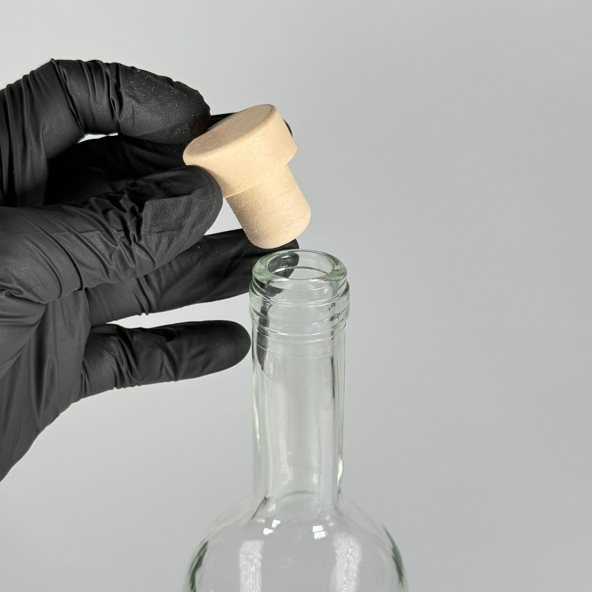 750 CC YAĞDANLIK ŞEFFAF CAM ŞİŞE + AHŞAP GÖRÜNÜMLÜ SENTETİK MANTAR TIPA - 750  ML TIPALI CAM ŞİŞE