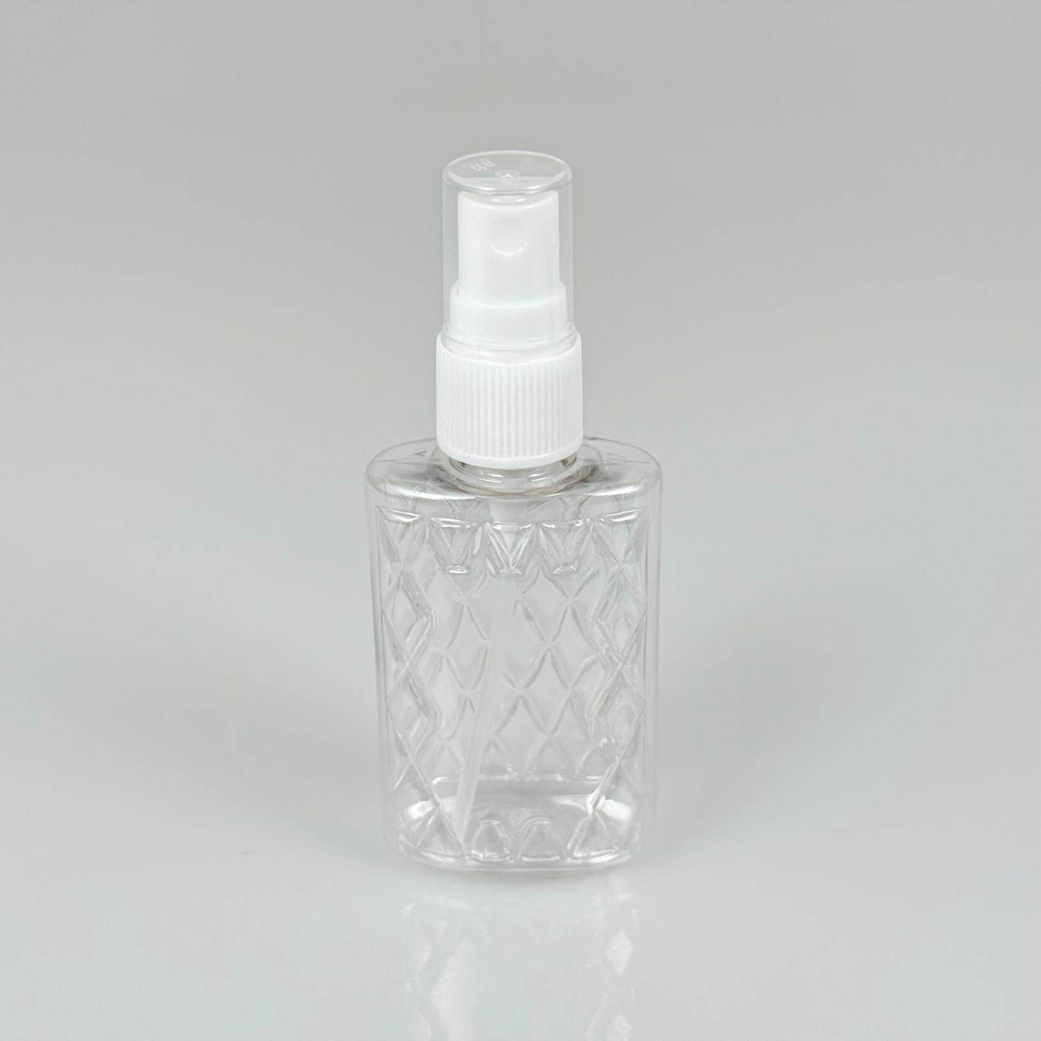 50 CC ŞEFFAF PET KÖŞELİ PARFÜM ŞİŞESİ  - BEYAZ SPREYLİ - 50 ML PLASTİK PARFÜM - KOLONYA ŞİŞESİ