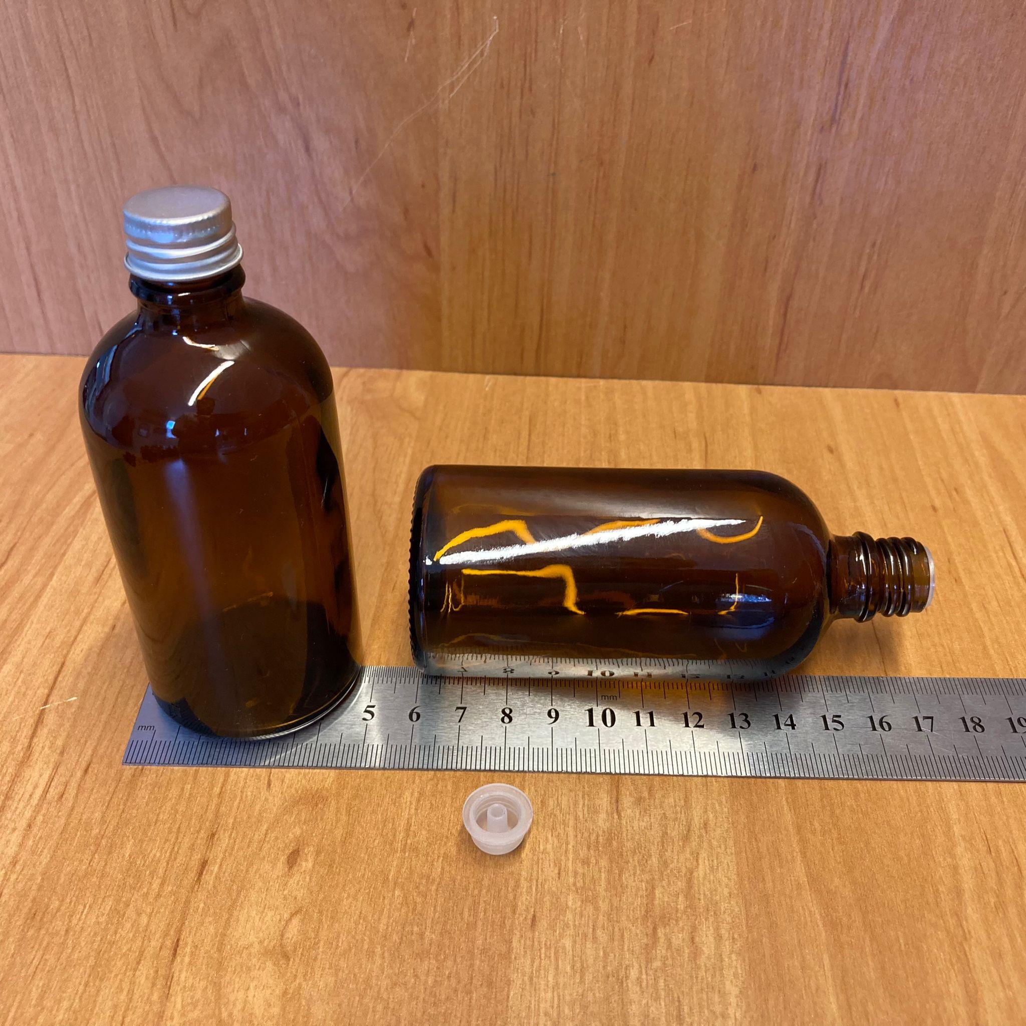 100 CC AMBER İÇTEN DAMLALIKLI - GÜMÜŞ METAL KAPAKLI CAM ŞİŞE - 100 ML KOLONYA TIPALI CAM ŞİŞE