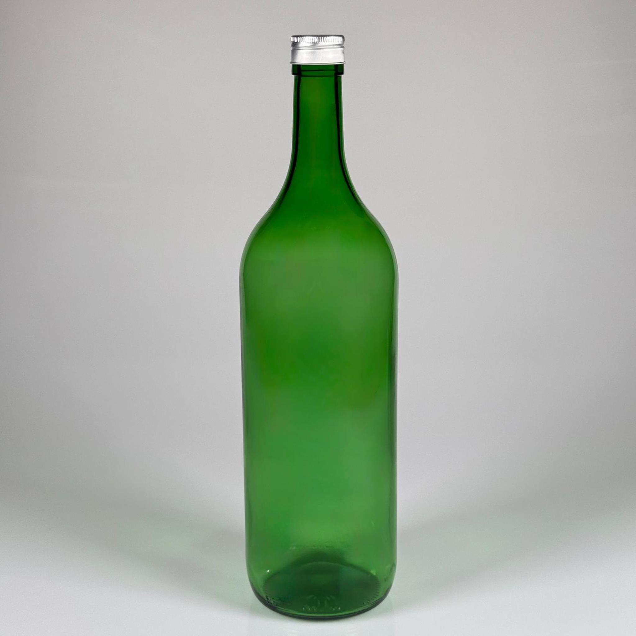 1500 CC YEŞİL CAM ŞİŞE - GÜMÜŞ METAL ALÜMİNYUM KAPAKLI - 1500 ML YAĞ ŞİŞESİ - SİRKE ŞİŞESİ - 1,5 LİTRE CAM ŞİŞE