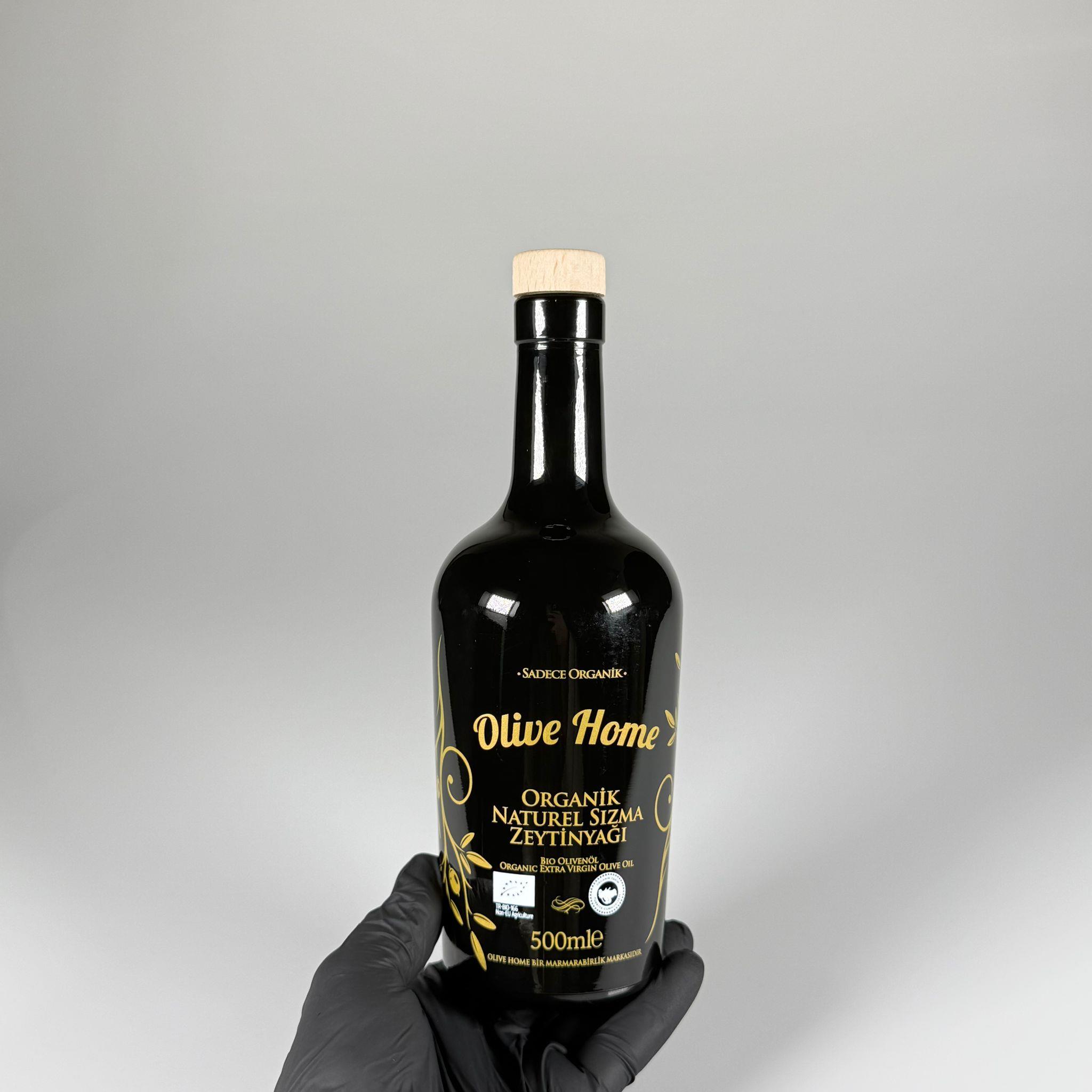 500 CC SİYAH OLİVE YAZI CAM ZEYTİNYAĞ ŞİŞESİ - AHŞAP MANTAR TIPALI YAĞ AKITICILI - 500 ML YAĞDANLIK BASKILI CAM ŞİŞE