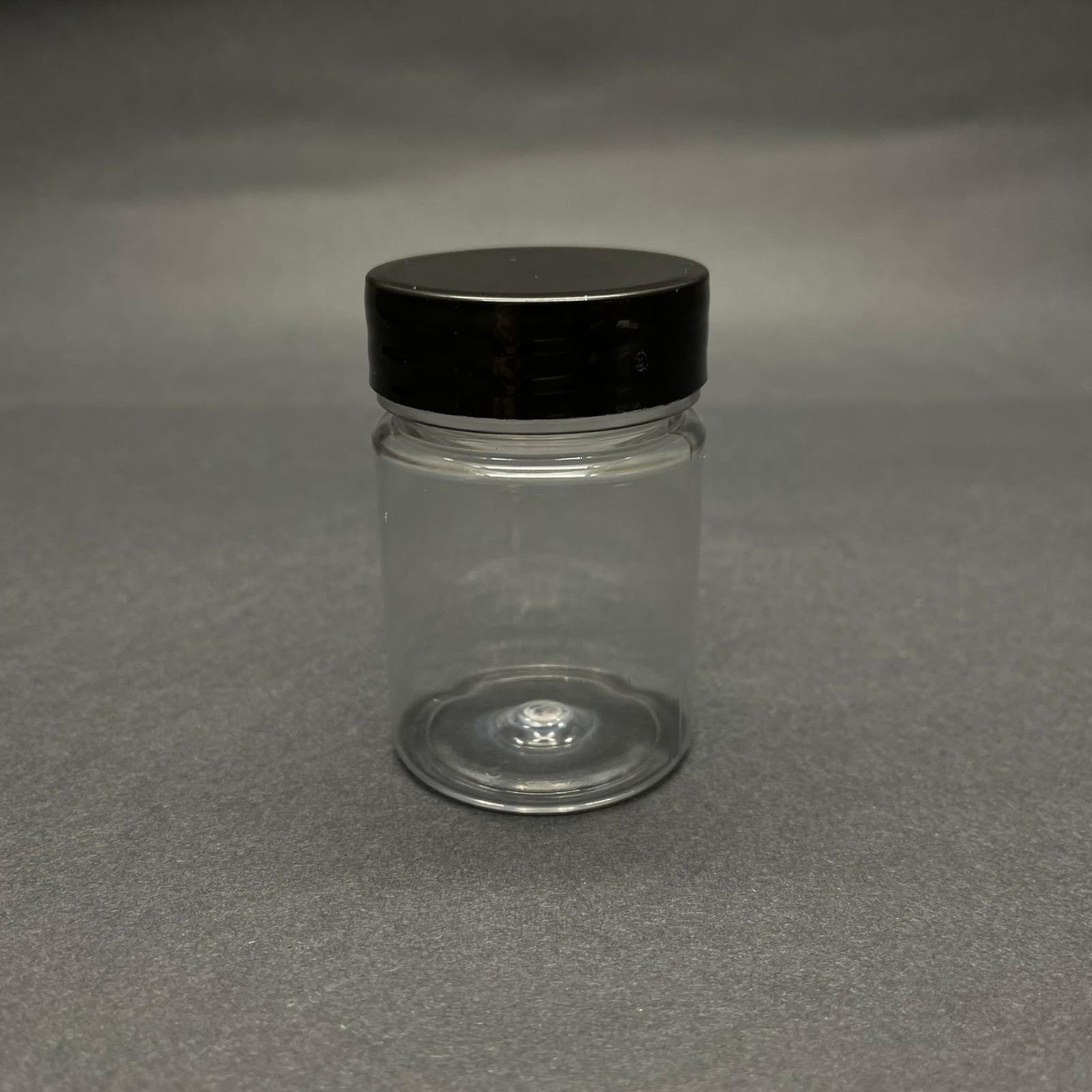 50 CC PET ŞİŞE GENİŞ AĞIZLI - SİYAH KAPAKLI - 50 ML PLASTİK NUMUNE KAVANOZU