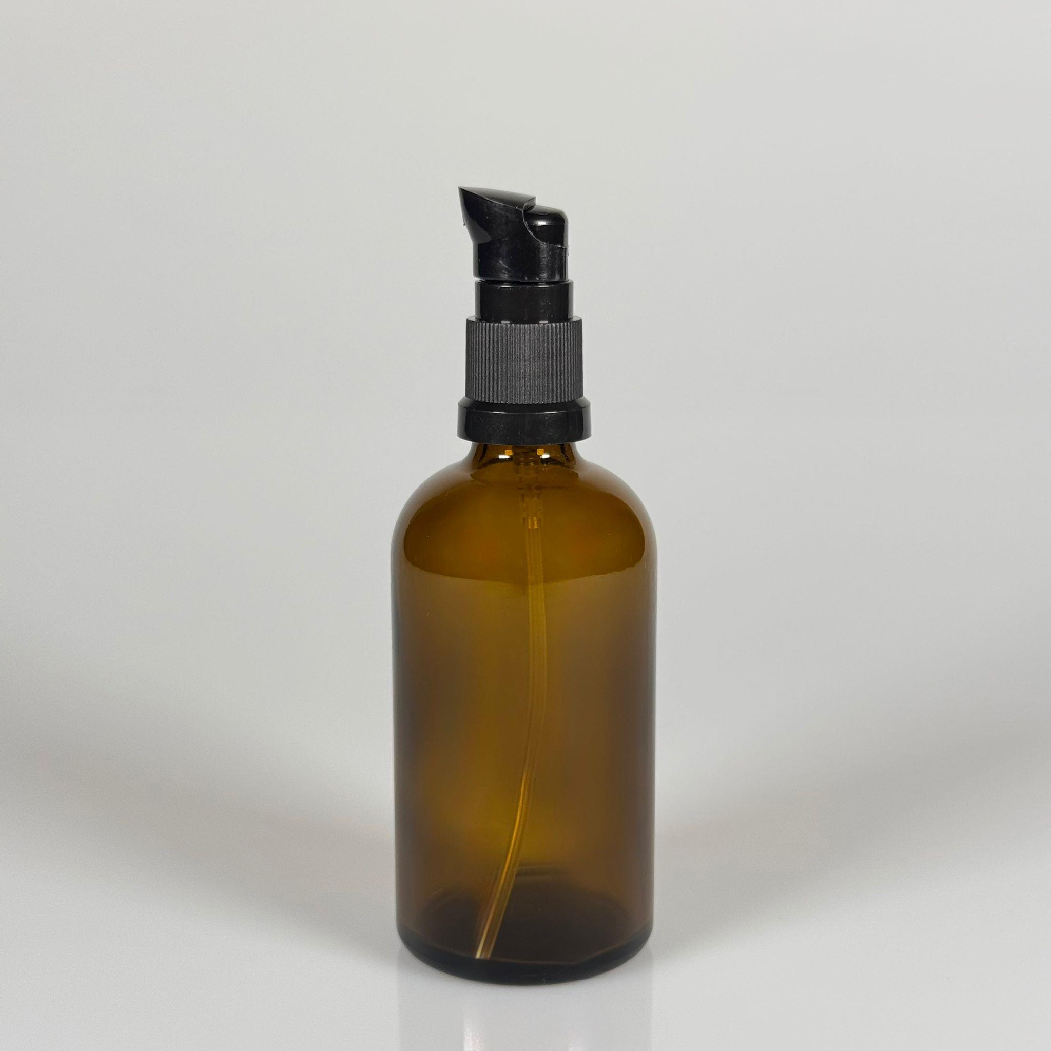 100 CC AMBER CAM ŞİŞE - SIZDIRMAZ ETEKLİ SİYAH LOSYON POMPALI TAKIM - 100 ML LOSYON ŞİŞESİ - YAĞ, KREM GİBİ YOĞUN KIVAMLI SIVILAR İÇİN CAM AMBALAJ