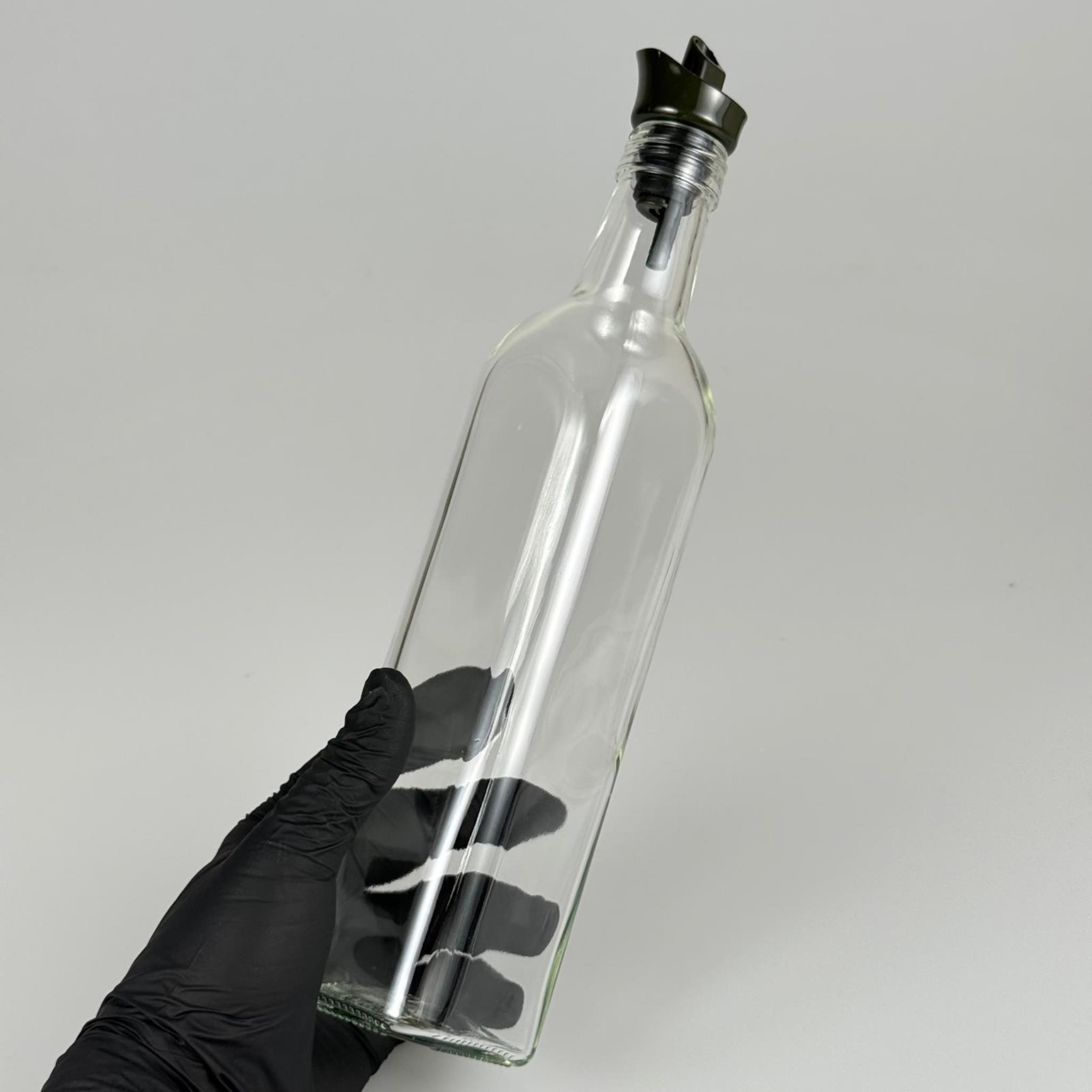 Akıtmaz Kapaklı Şık Cam Yağlık – Zeytinyağı ve Sirke İçin - Restoran Tipi 500 ML Şeffaf Maraska Kare Yağdanlık Koyu Yeşil Akıtıcı Başlıklı