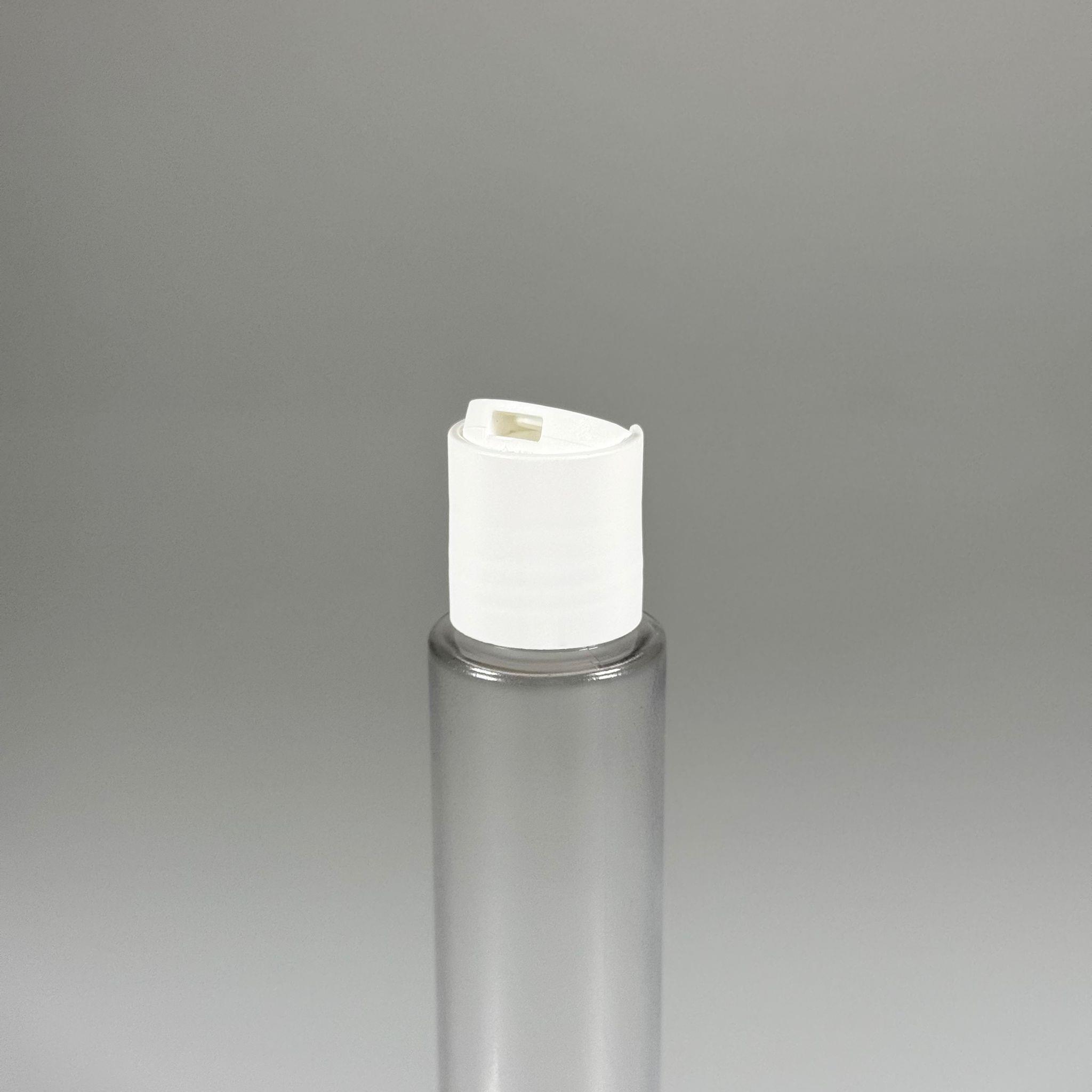 100 CC UZUN SİLİNDİR BUĞULU PET ŞİŞE (24 GR)  - BEYAZ DİSKTOP AKITICI ŞAMPUAN KAPAKLI - 100 ML BİBERİYE SUYU, LAVANTA YAĞI, SAÇ SERUM, TONİK VB İÇİN PLASTİK KOZMETİK AMBALAJLARI