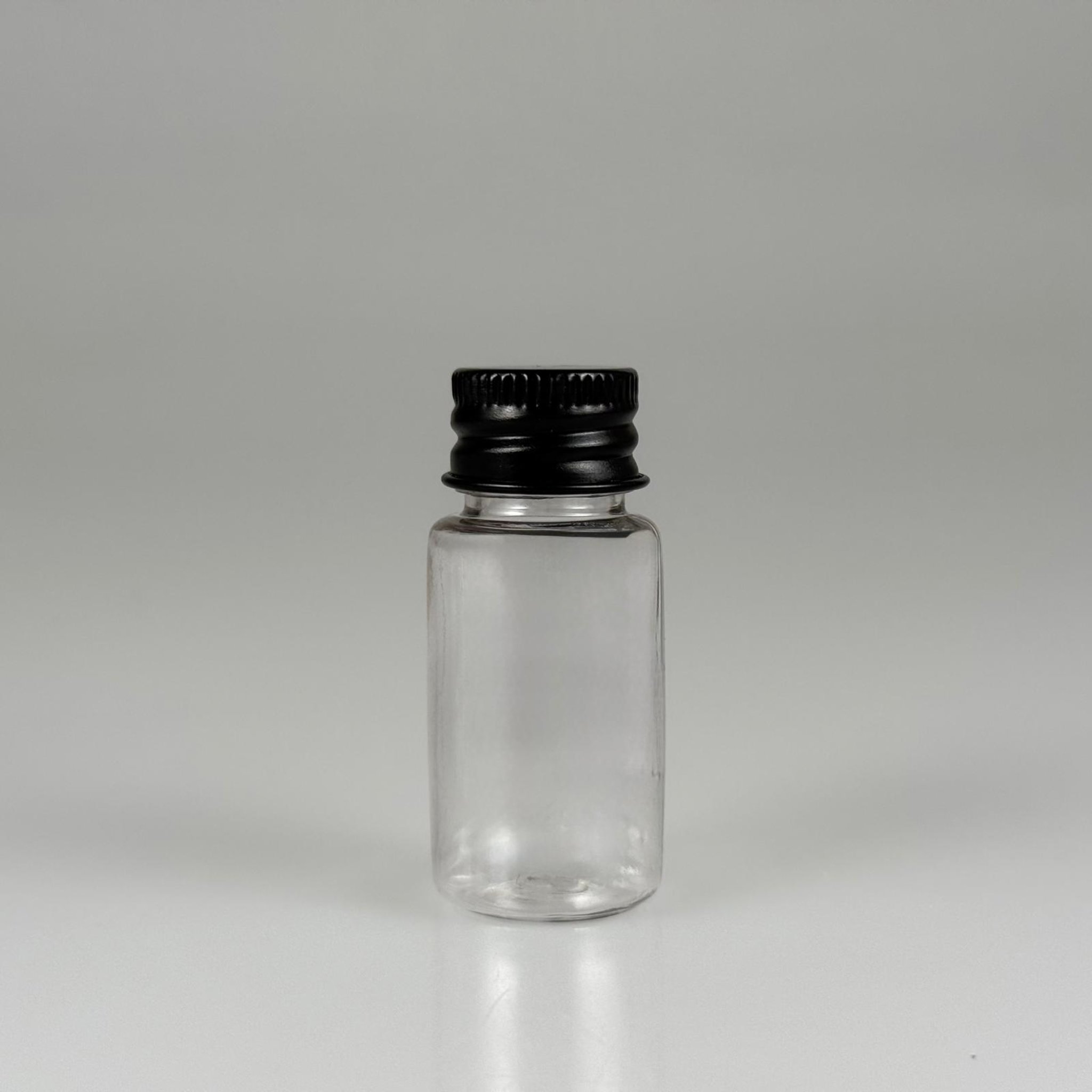10 CC ŞEFFAF PET SHOT ŞİŞE - KÖPÜK CONTALI SİYAH ALÜMİNYUM METAL KAPAKLI TAKIM - 10 ML PLASTİK ŞİŞE