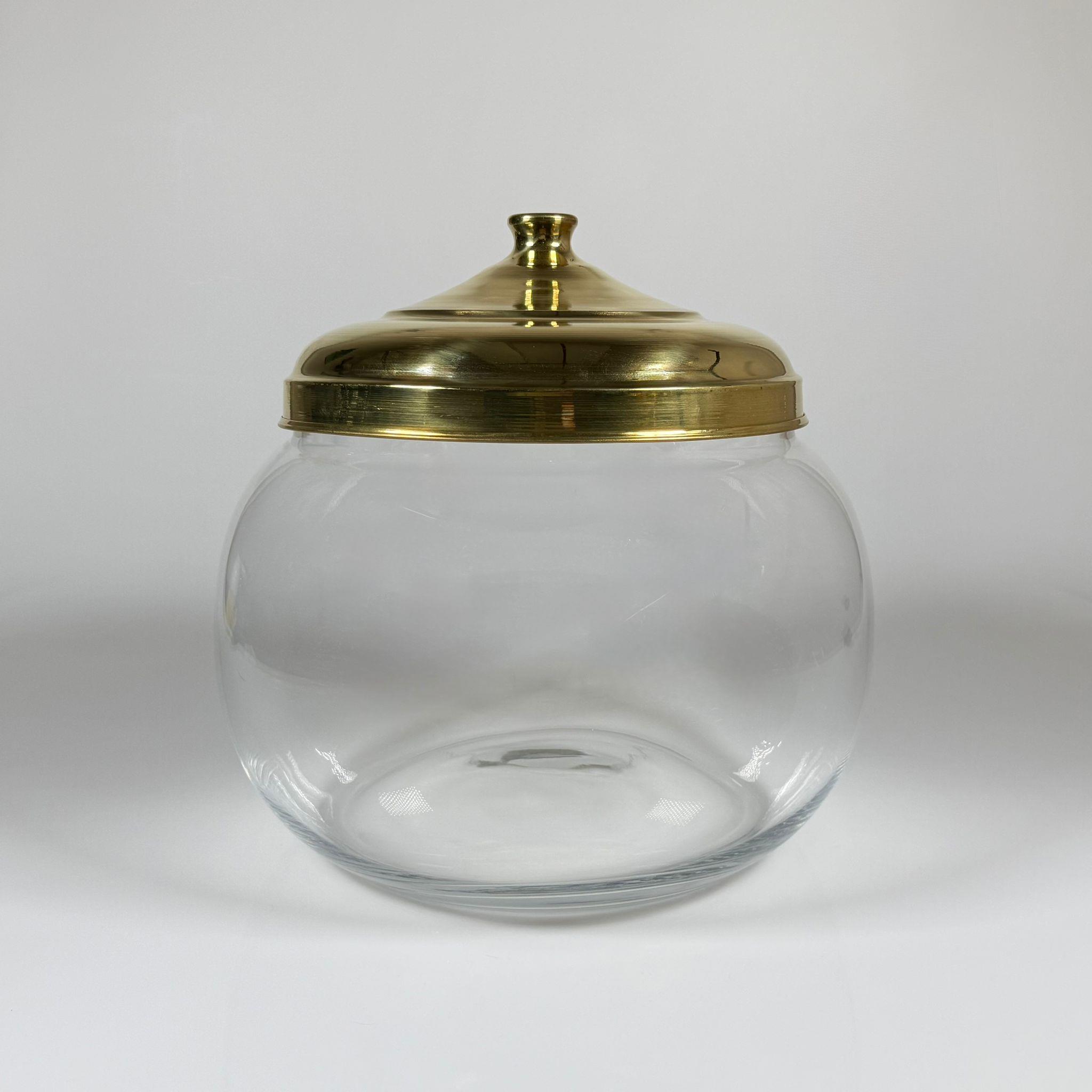 PİRİNÇ KAPAKLI CAM FANUS - ORTA BOY 10 LT - ÇEREZCİ, AKTAR, MARKET VB RAFLARI İÇİN TEŞHİR FANUSU