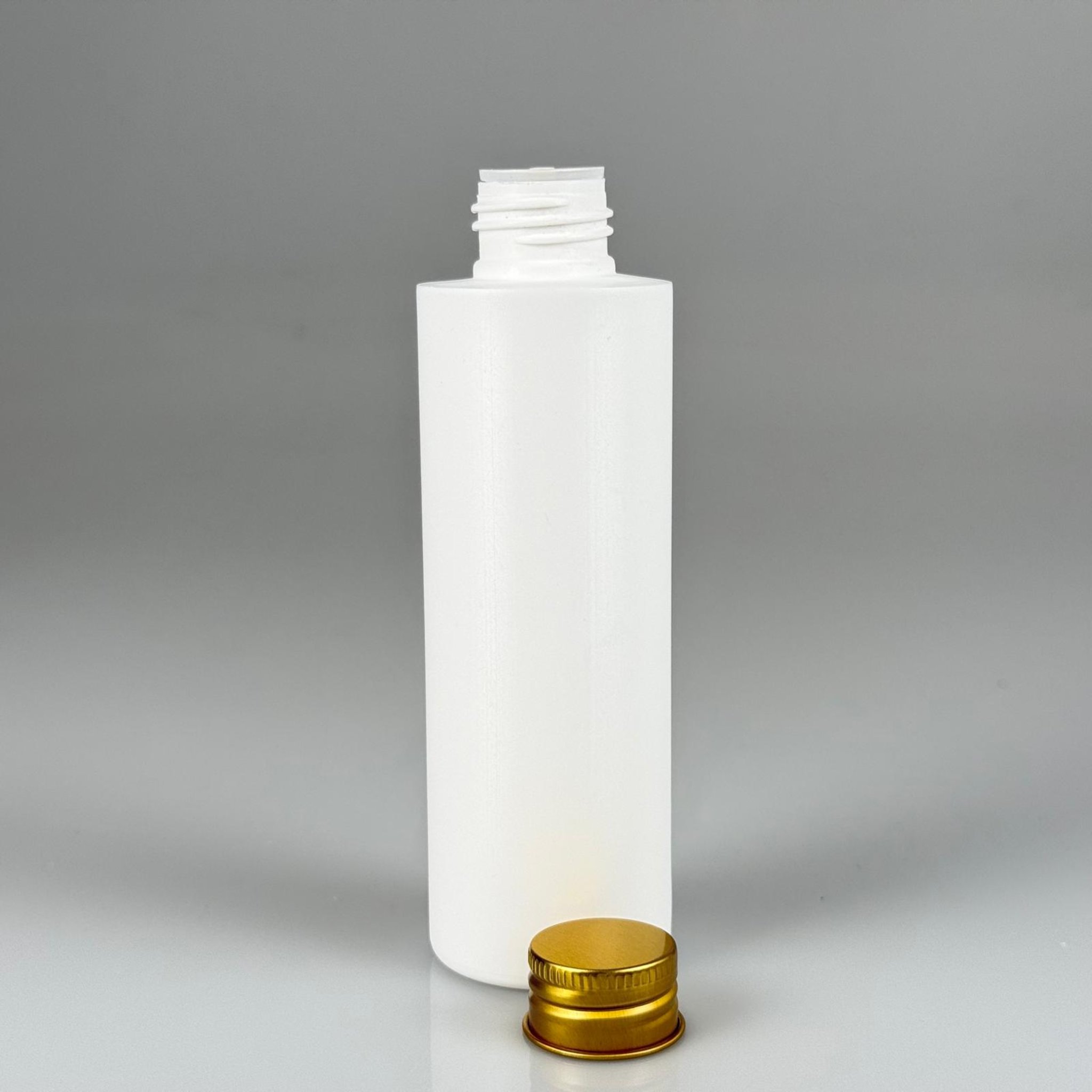 150 CC MAT BEYAZ SERT POLİETİLEN ASETON ŞİŞESİ (24 AĞIZ) + KÖPÜK CONTALI GOLD METAL ALÜMİNYUM KAPAK + KOLONYA TIPALI TAKIM - 150 ML KAPAKLI BEYAZ PLASTİK ŞİŞELER
