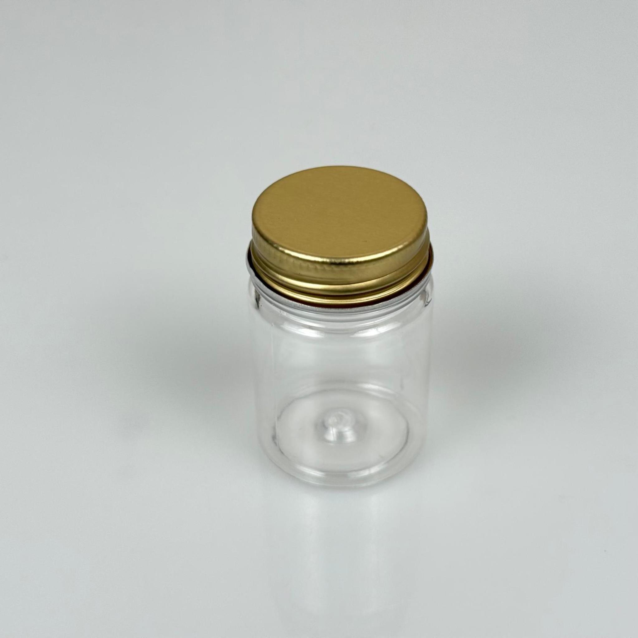 50 CC PET ŞİŞE GENİŞ AĞIZLI  - GOLD METAL KAPAKLI - 50 ML PLASTİK NUMUNE KAVANOZU, MİNİ TABLET KAVANOZU
