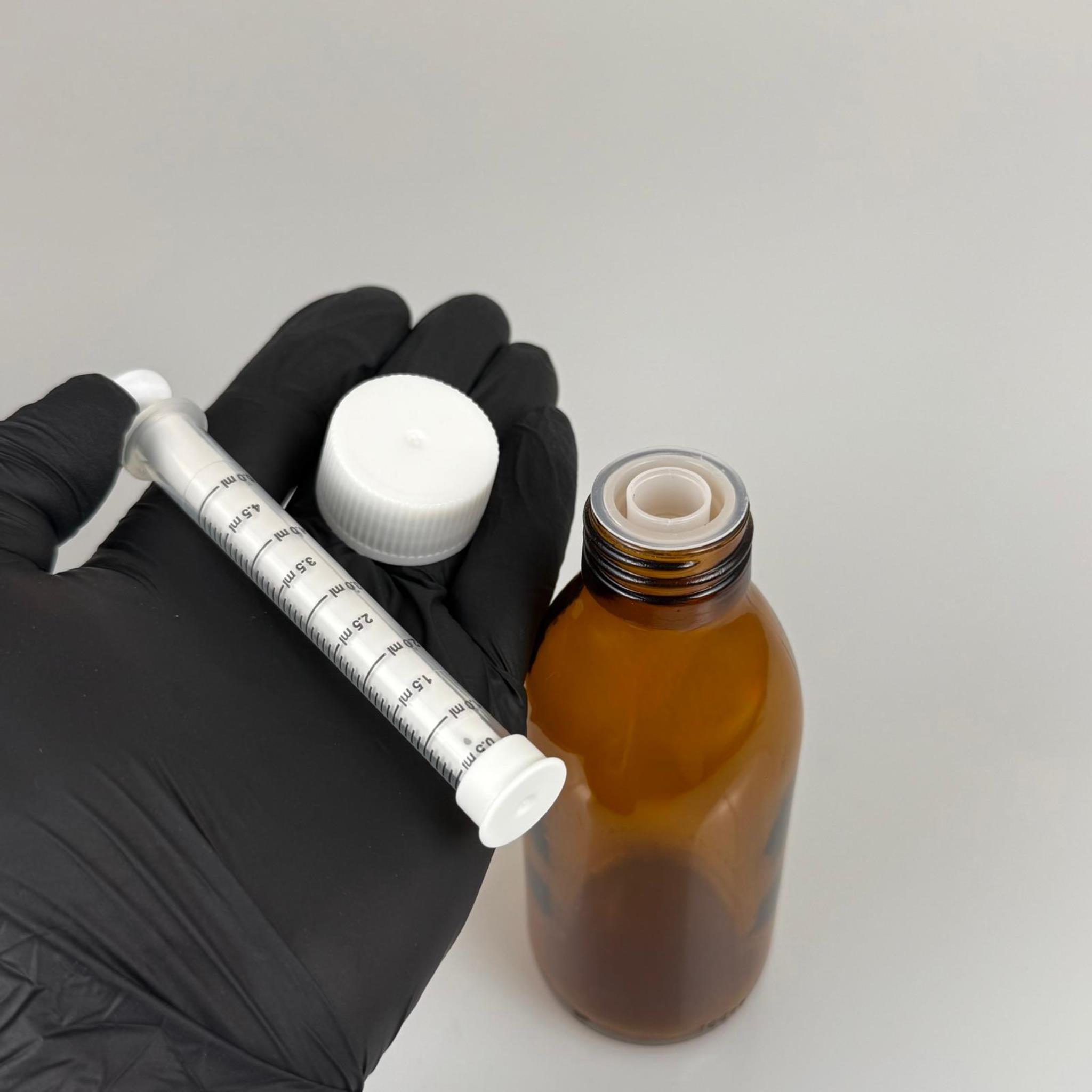 160 ML CAM ECZA ŞİŞESİ + 5 ML DOZAJ PİPETİ + DOZAJ TIPASI + CONTALI PLASTİK KAPAK TAKIM