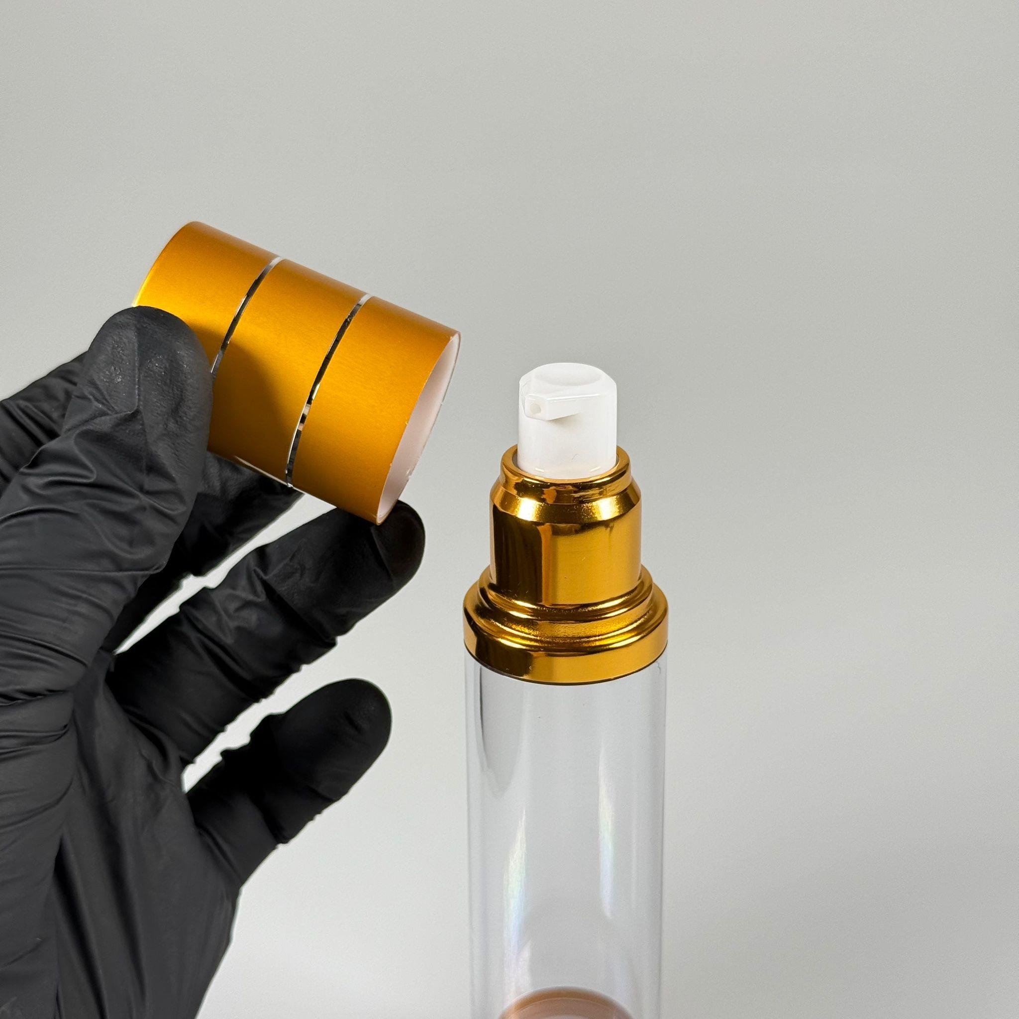 BOŞ KREM VE LOSYON ŞİŞESİ 50 ML BOŞ AİRLESS ŞİŞE - HAVASIZ POMPALI GOLD ÜSTÜ YALDIZLI AİRLESS ŞİŞE