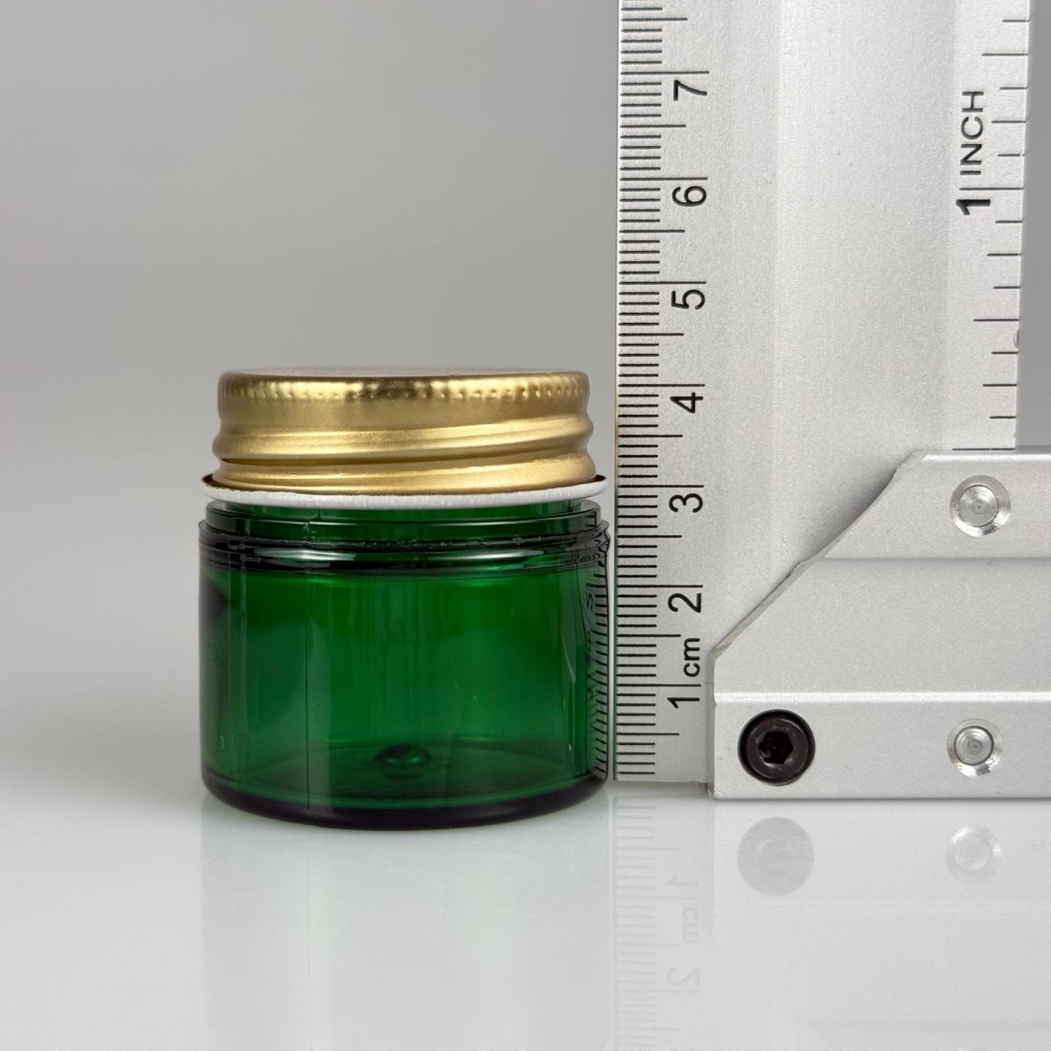 20 CC YEŞİL SERT PLASTİK KAVANOZ - 38 AĞIZ CONTALI GOLD METAL KAPAKLI - 20 ml KALIN LÜX Boş Krem, Balm, Peeling, Macun, Pasta, Aromaterapi ve Saç Maskesi Kabı