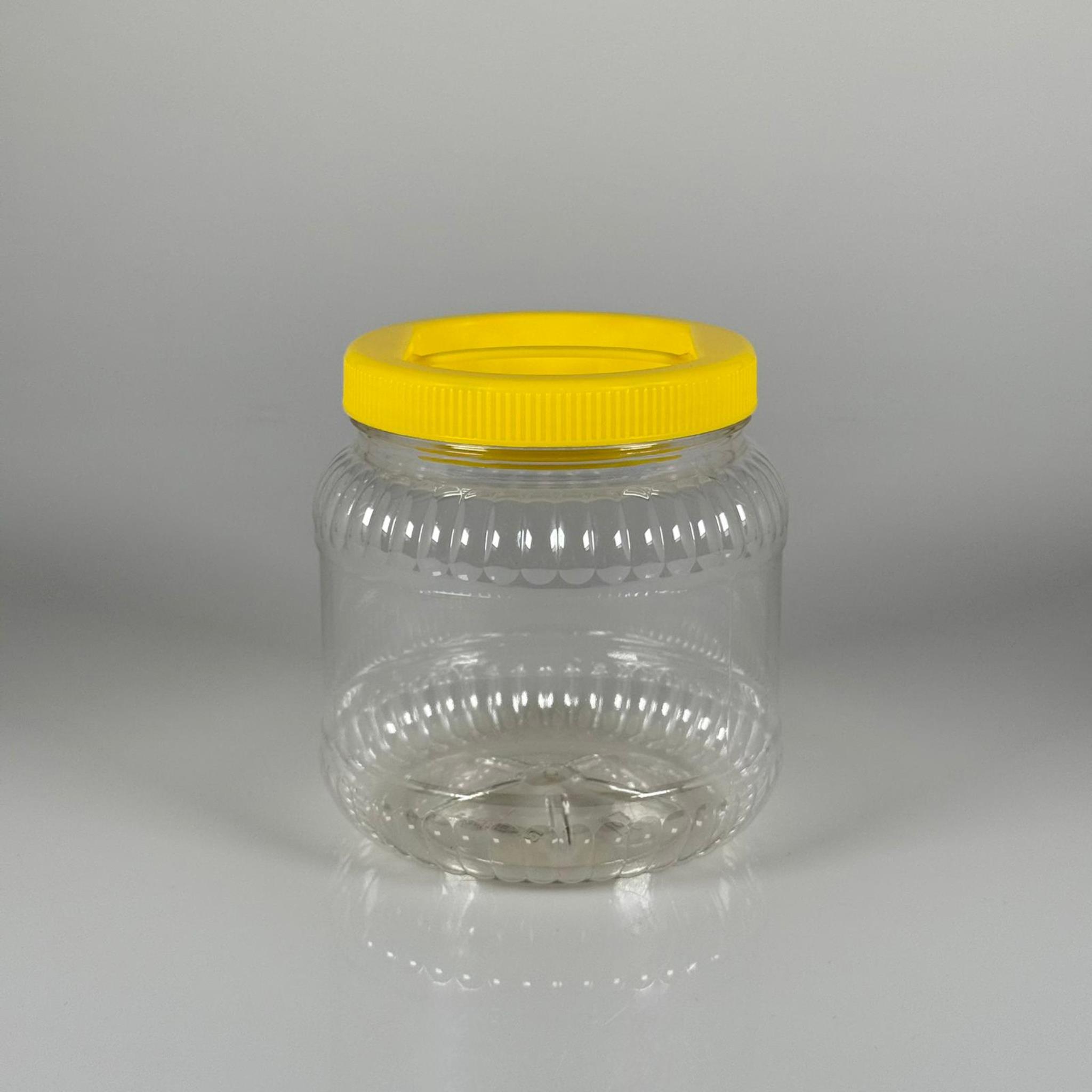 1300 CC PET KAVANOZ - SARI KAPAKLI - PLASTİK KAVANOZ - 1,3 LT PET BİDON - 1300 ML YUVARLAK KAVANOZ 110 MM AĞIZ- TURŞU, ZEYTİN VB İÇİN BOŞ PLASTİK BİDONLARI