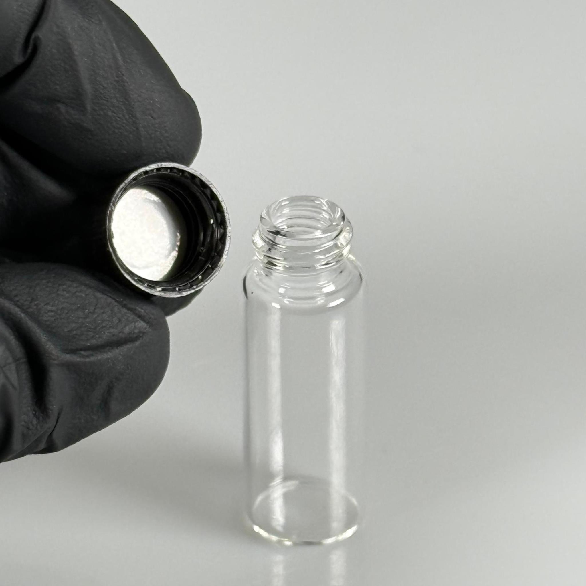 5 CC ŞEFFAF CAM ŞİŞE - SİYAH KAPAKLI - 5 ML KAPAKLI CAM ŞİŞE