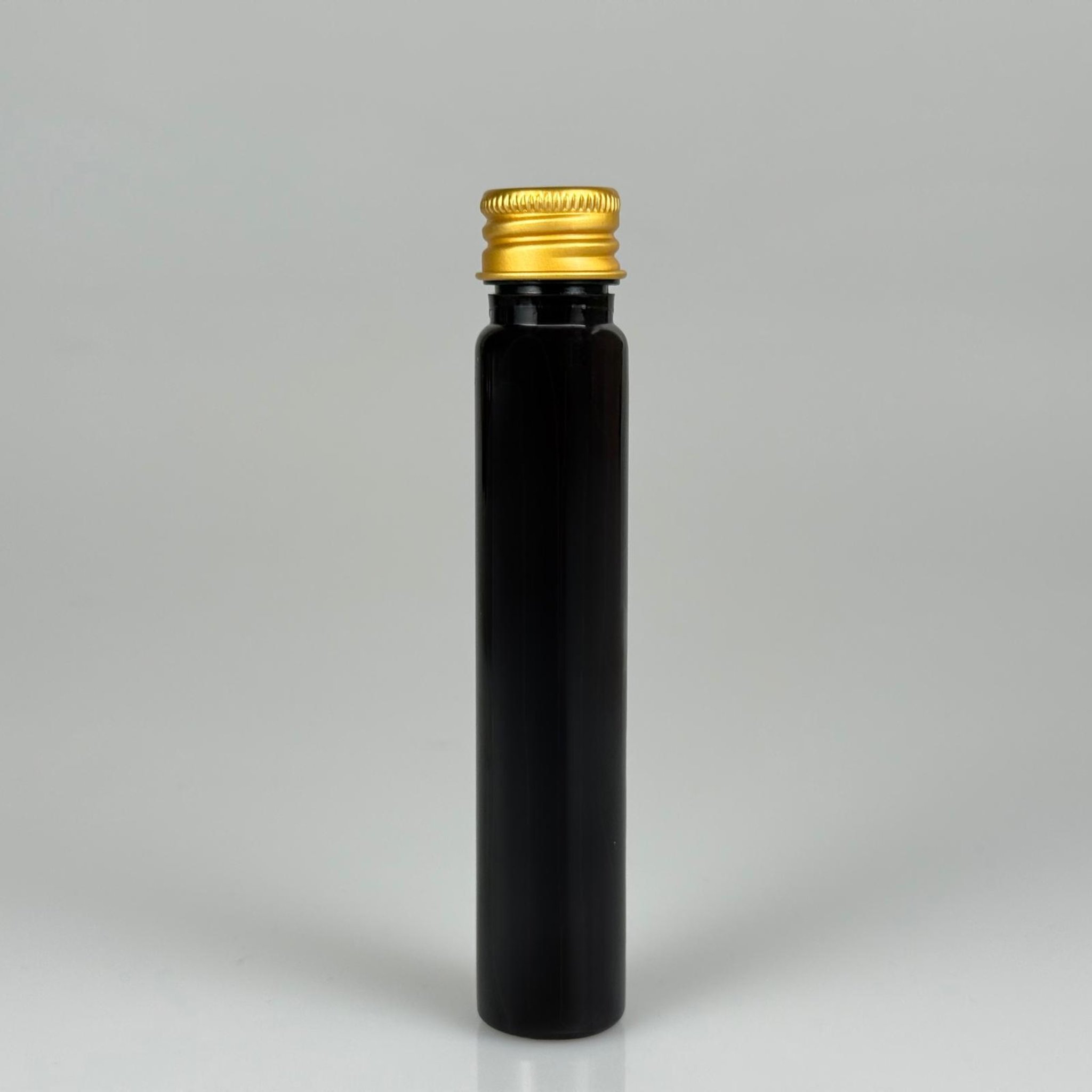 25 CC AMBER PLASTİK ŞİŞE + KÖPÜK CONTALI GOLD ALÜMİNYUM METAL KAPAKLI TAKIM - 25 ML KAHVERENGİ  PLASTİK ŞİŞE