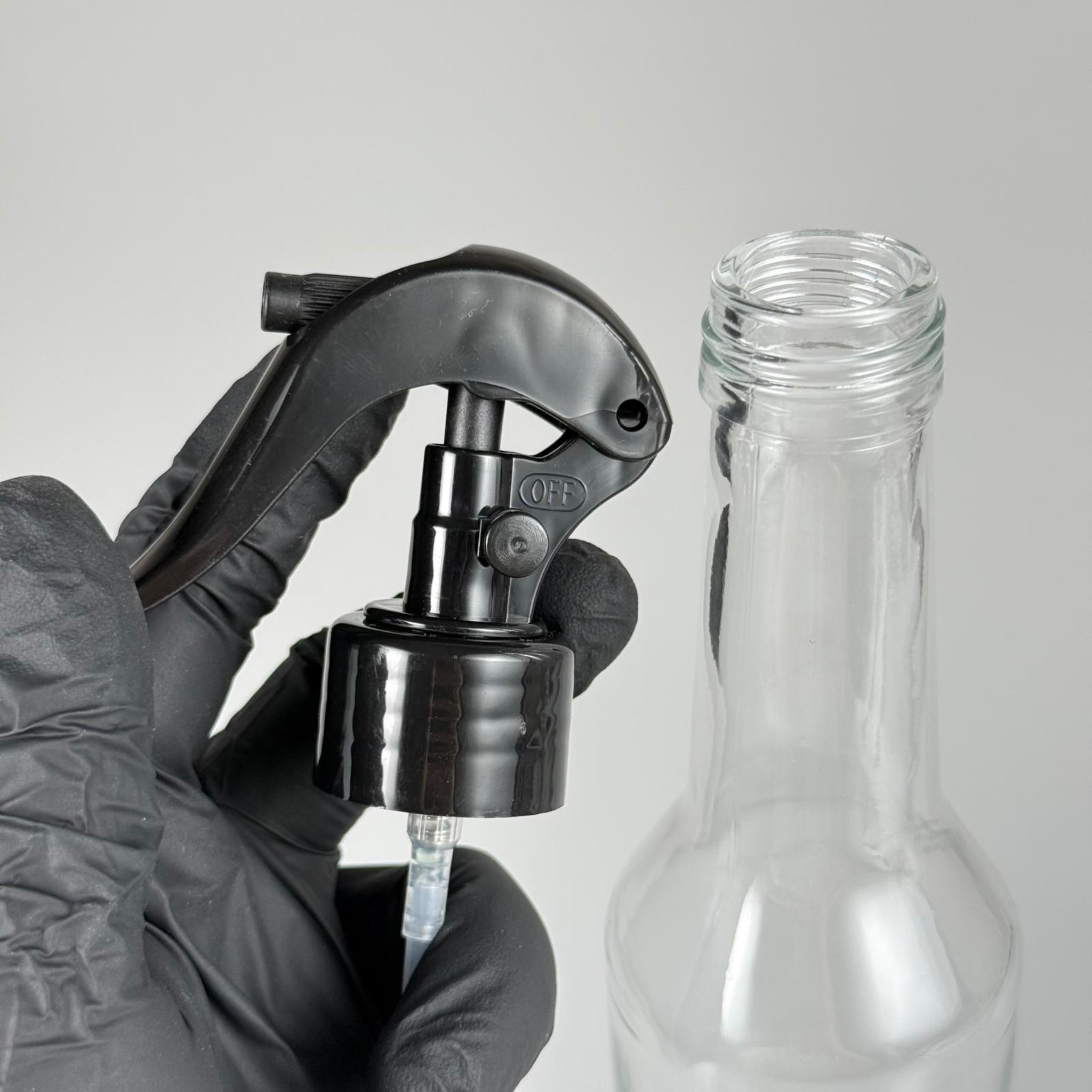 250 CC BOĞAZLI CAM ŞİŞE - SİYAH TRİGER SPREYLİ - 250 ML CAM SPREYLİ ŞİŞE