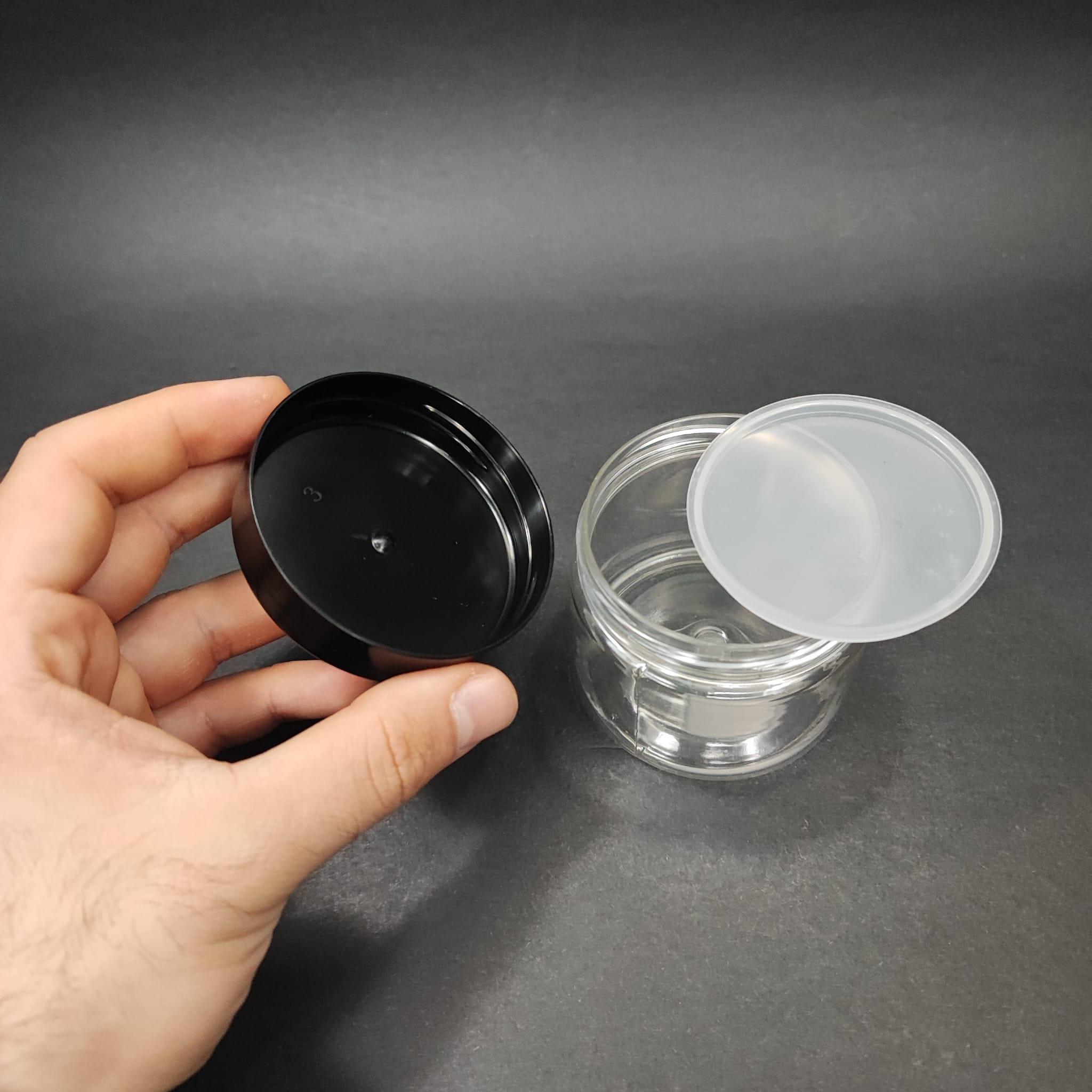 100 CC PET KAVANOZ- SİYAH KAPAKLI + İÇ TIPALI - 100 ML PLASTİK KAVANOZ - KREM KAVANOZU