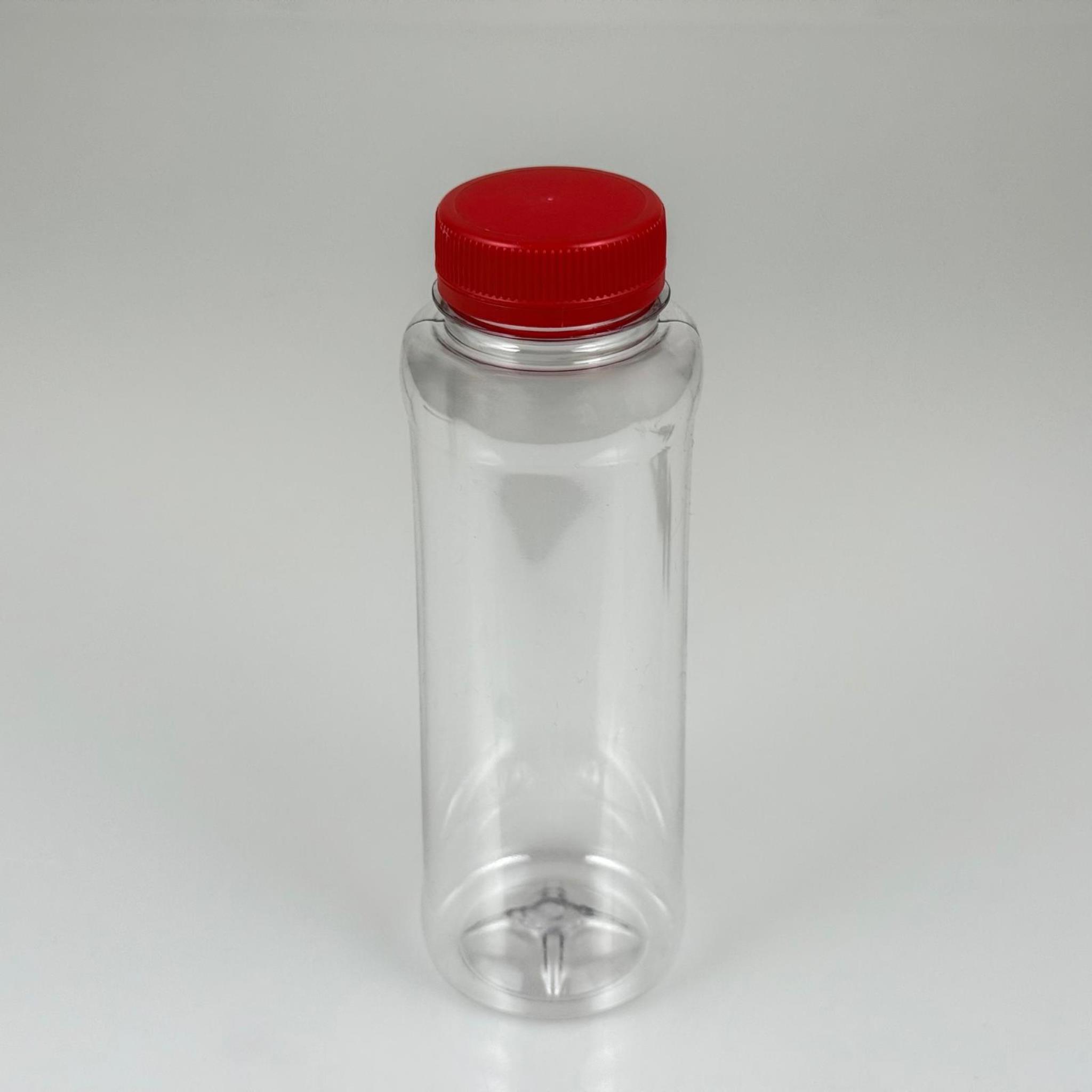 330 CC DÜZ GENİŞ AĞIZLI PET ŞİŞE - KİLİTLİ KIRMIZI KAPAKLI - 330 ML DETOKS MEYVE SUYU ŞİŞESİ