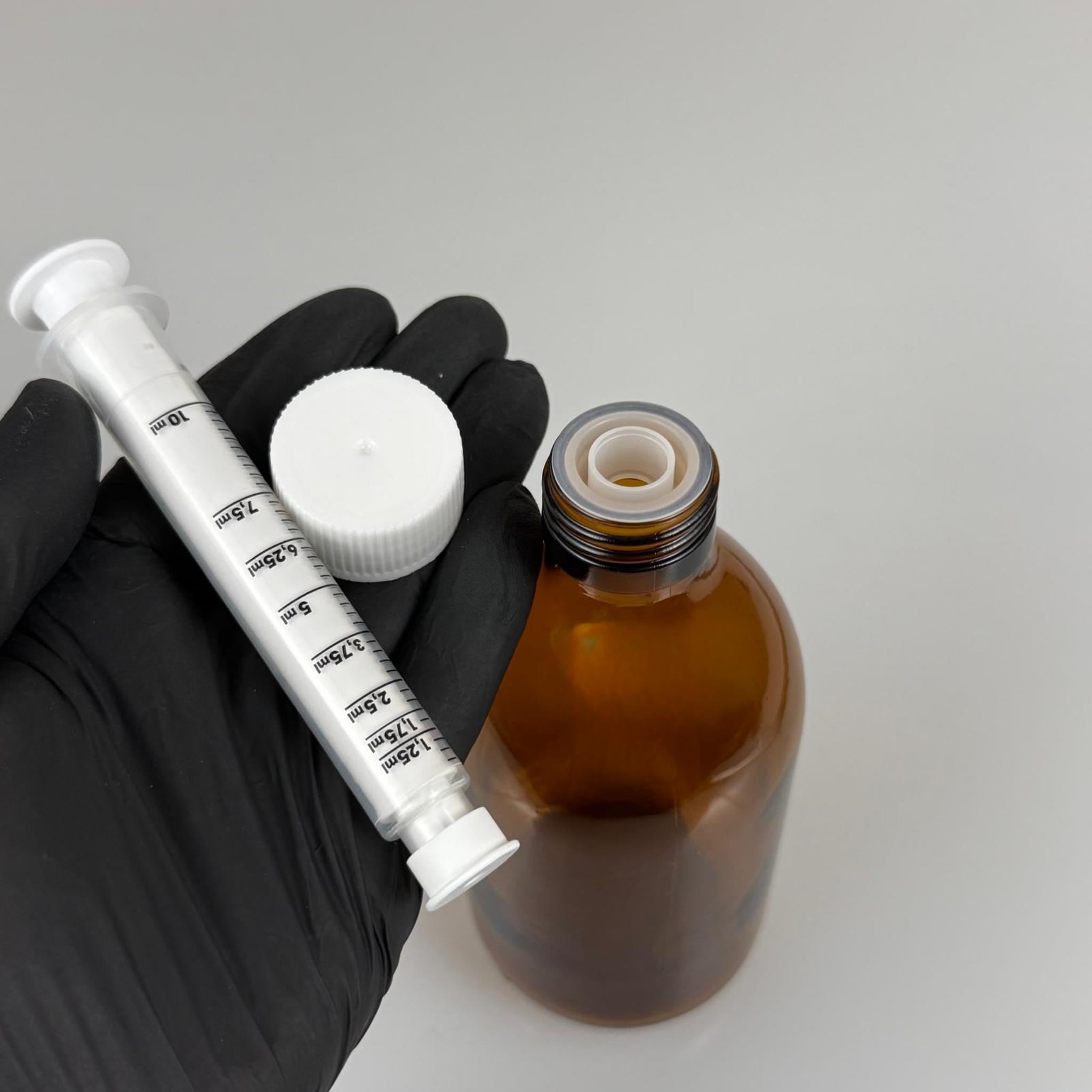 300 ML CAM ECZA ŞİŞESİ + 10 ML DOZAJ PİPETİ + DOZAJ TIPASI + CONTALI PLASTİK KAPAK TAKIM