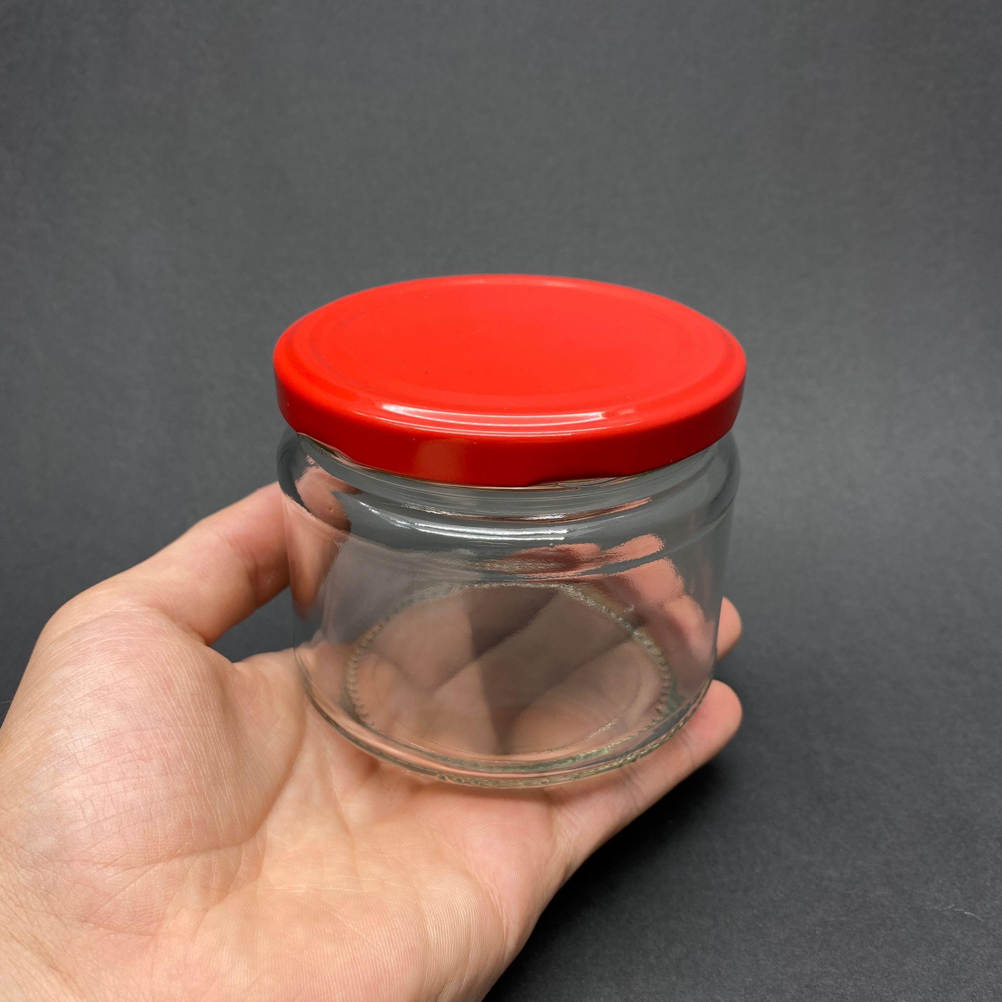 300 CC CAM KAVANOZ (SİLME HACİM 330 ML) - KIRMIZI METAL KAPAKLI - 300 ML CAM KAVANOZ - TATLI MAGNOLİA KAVANOZU - PAŞABAHÇE